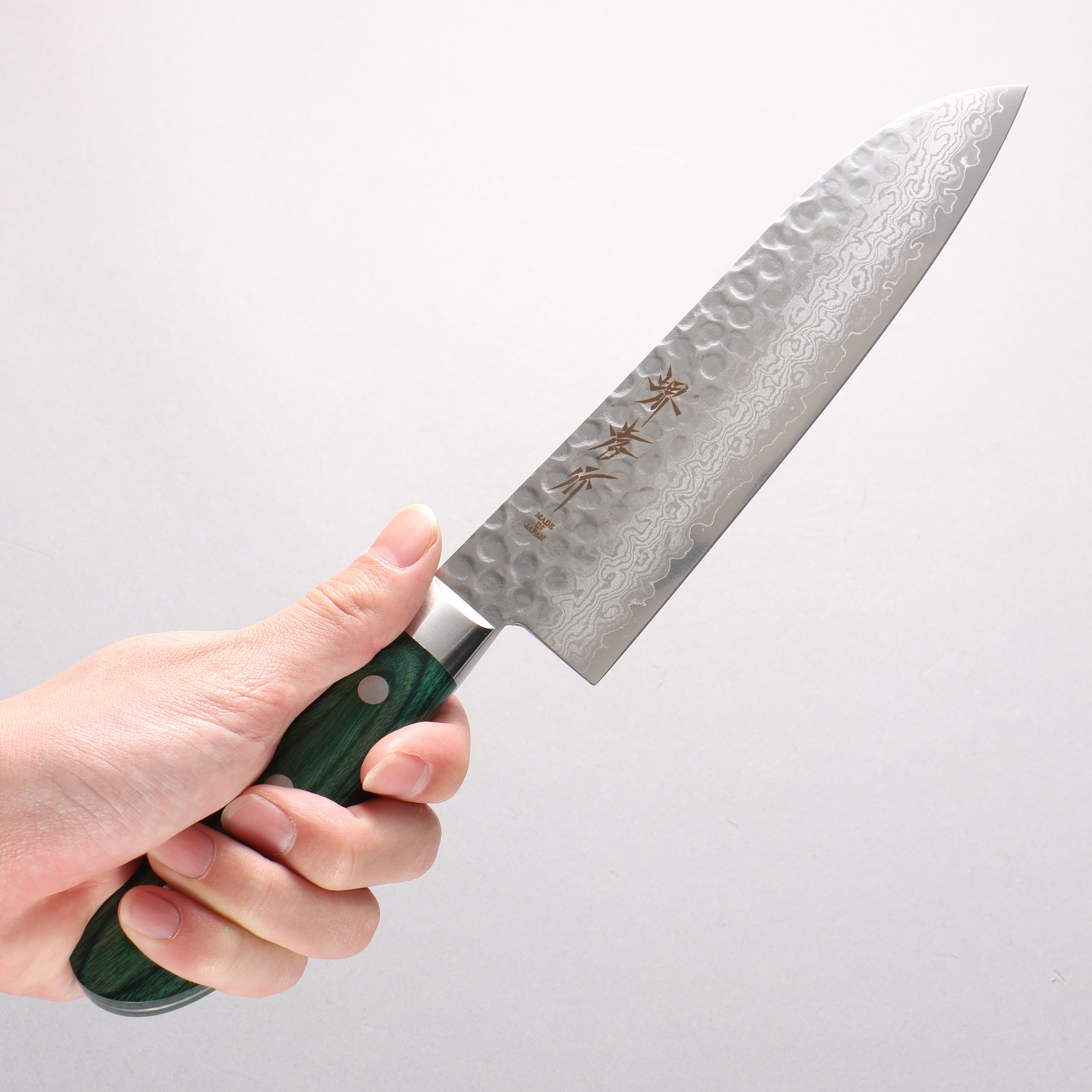 Sakai Takayuki VG10 17 Layer Damascus Santoku 170mm Green Pakkawood Handle - Seisuke Knife