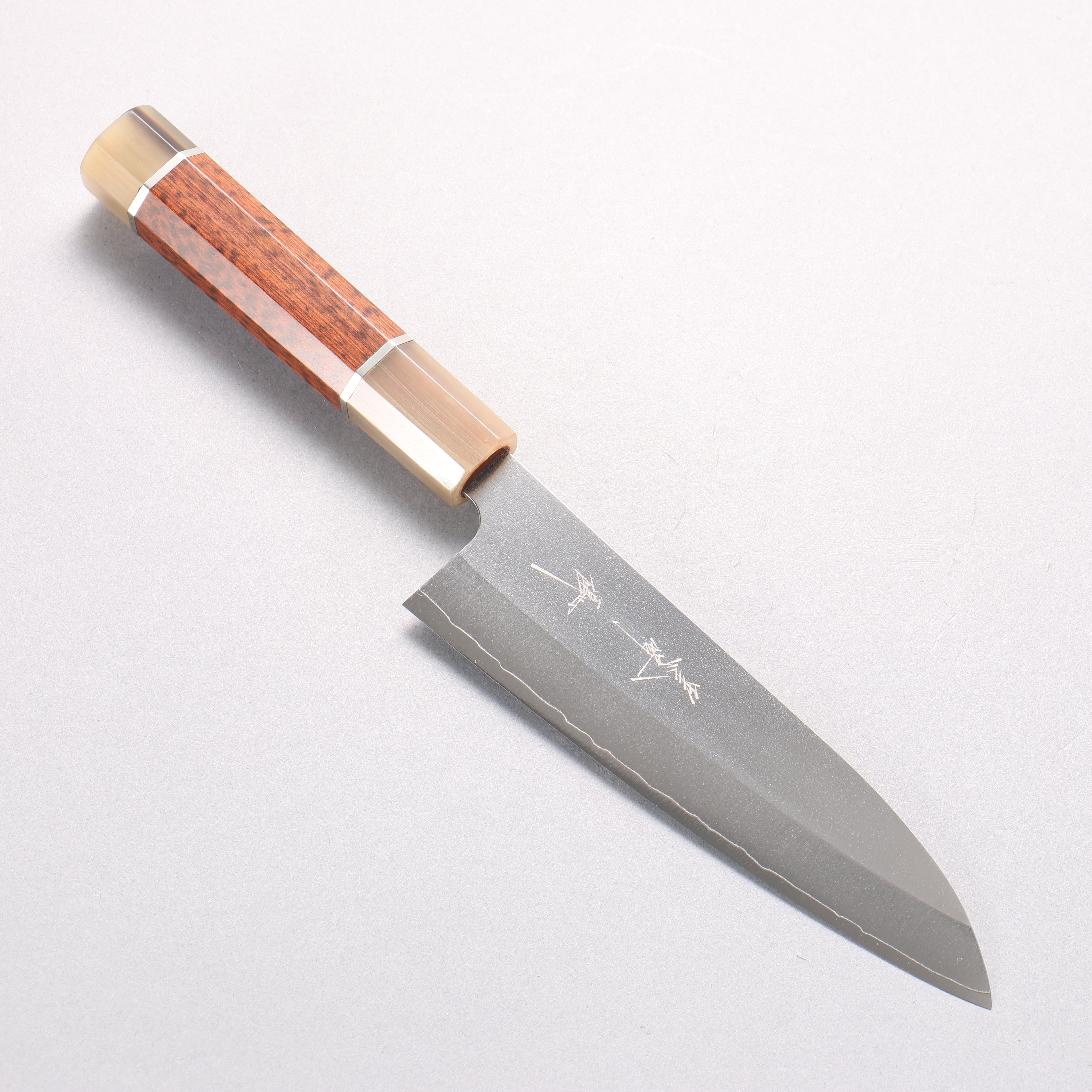 Yu Kurosaki New Gekko VG-XEOS Small Santoku 150mm Snakewood (with Double Marble Horns) Handle - Seisuke Knife