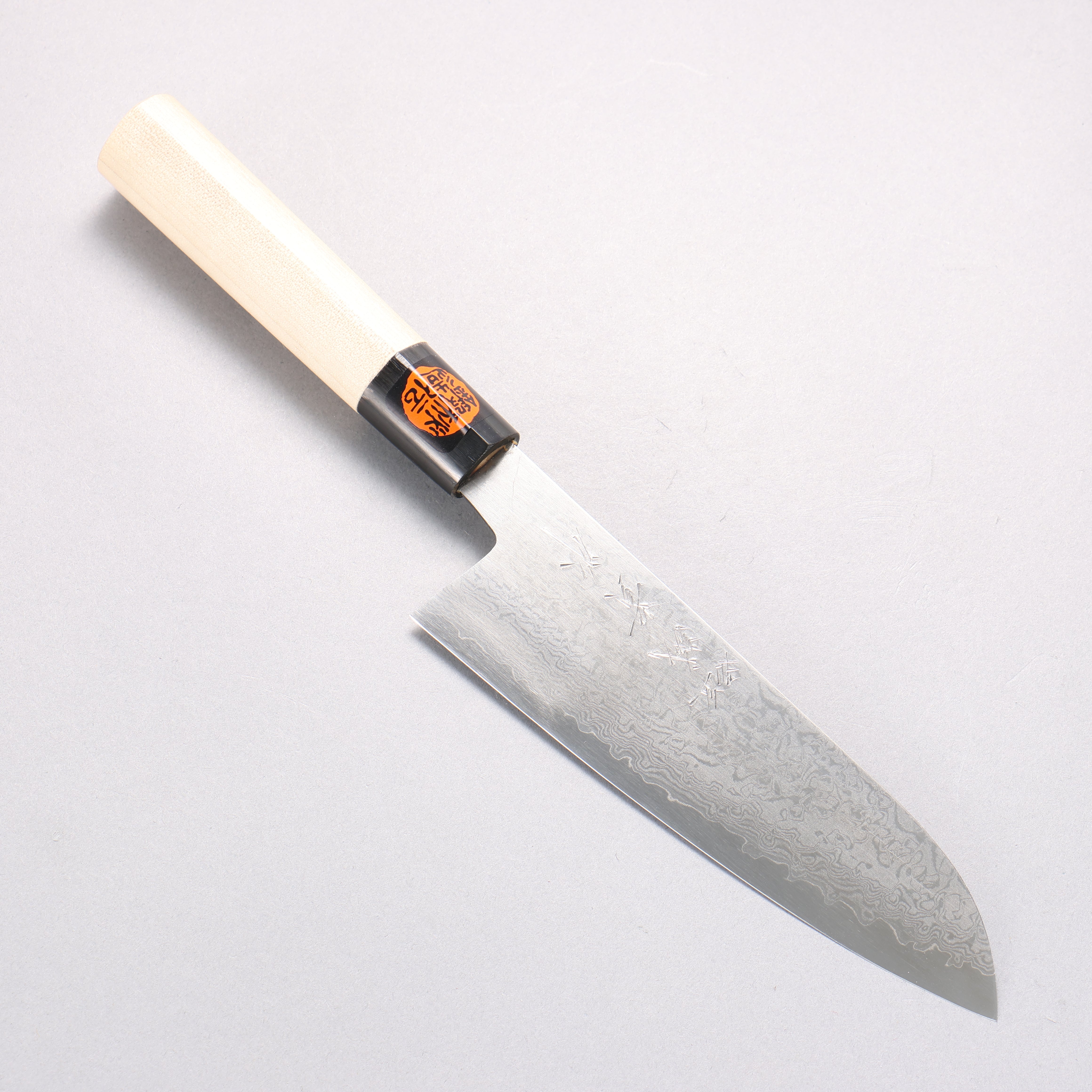 Shigeki Tanaka VG10 17 Layer Damascus Santoku 165mm Magnolia & Buffalo Horn Handle - Seisuke Knife