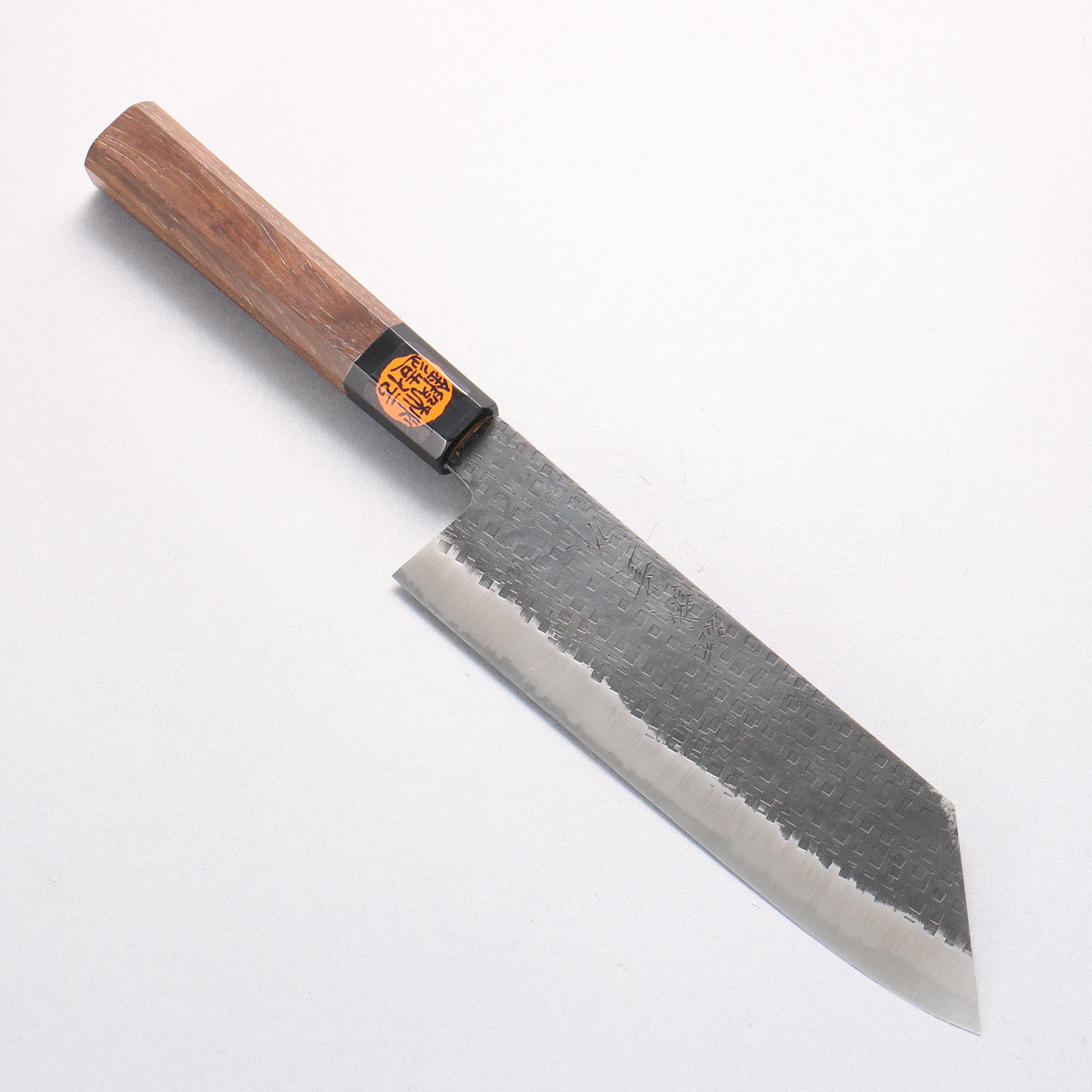 Shigeki Tanaka TEKKA Blue Steel No.2 Kurouchi Square Hammered Nakiri 180mm Walnut Handle - Seisuke Knife