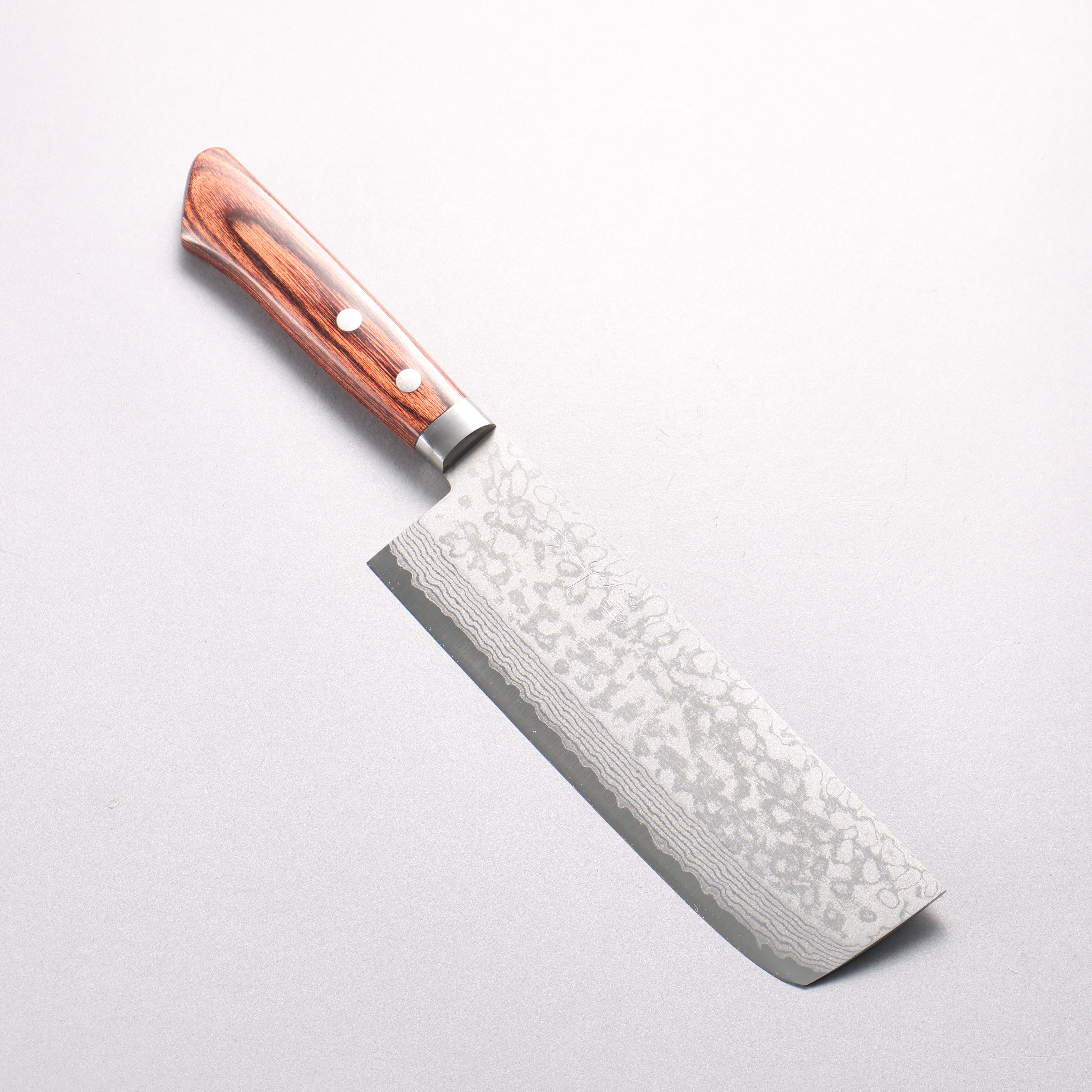 Kunihira Sairyu VG10 Damascus Migaki Nakiri 165mm Mahogany Pakkawood Handle - Seisuke Knife