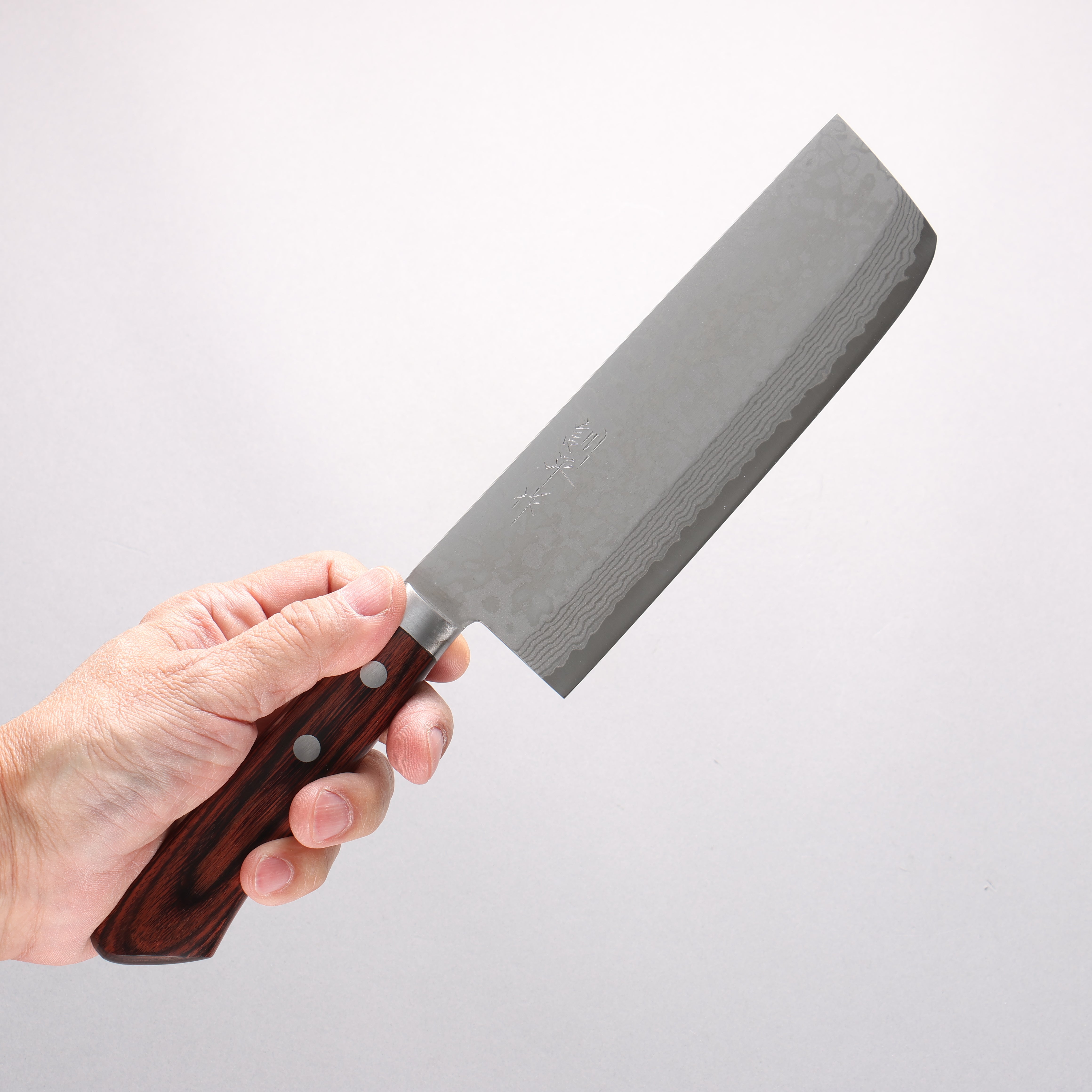 Kunihira Sairyu VG10 Damascus Migaki Nakiri 165mm Mahogany Pakkawood Handle - Seisuke Knife