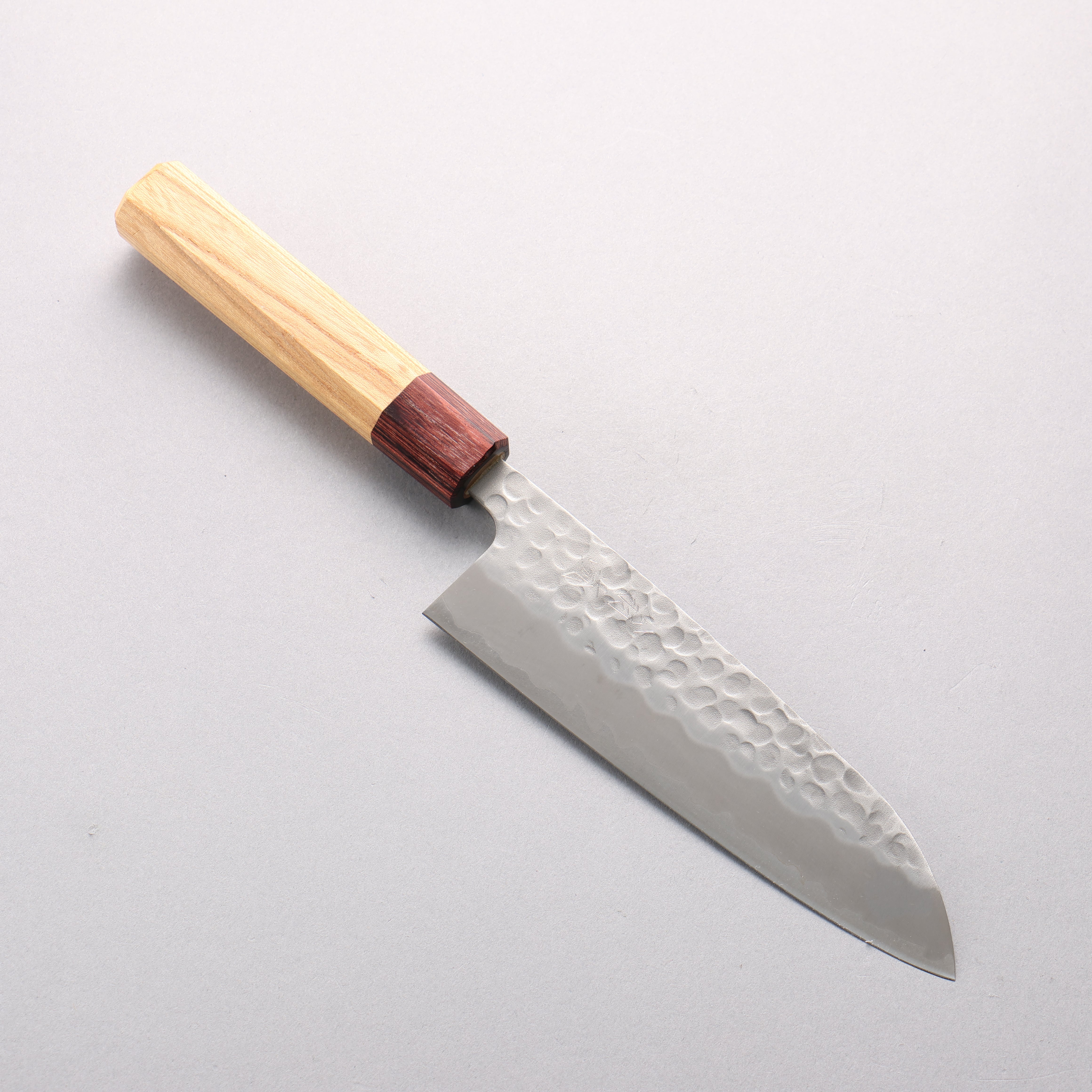 Oul White Steel No.2 Hammered Santoku 165mm Keyaki Elm Handle - Seisuke Knife