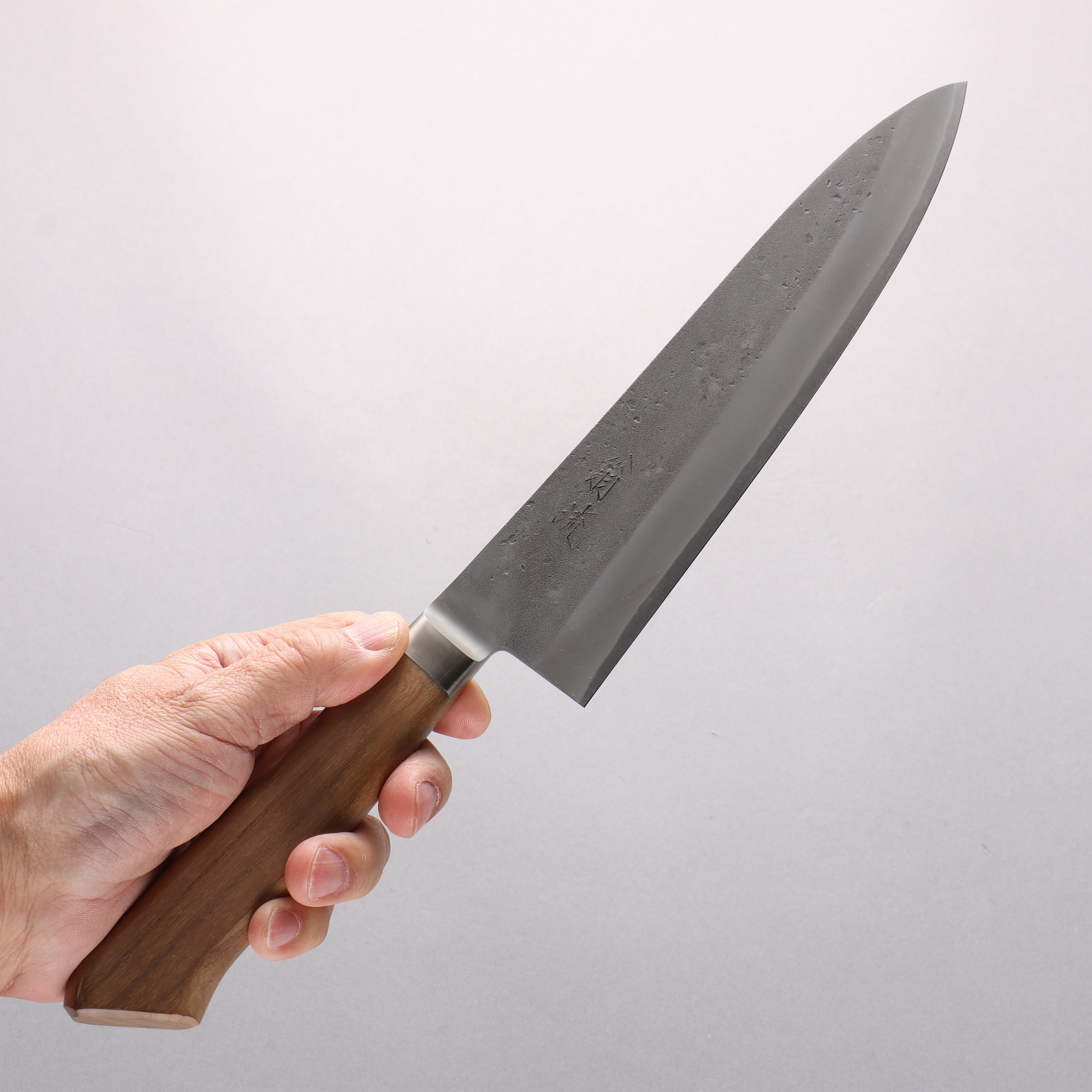 Oul Blue Steel Nashiji Gyuto 210mm Walnut Handle - Seisuke Knife