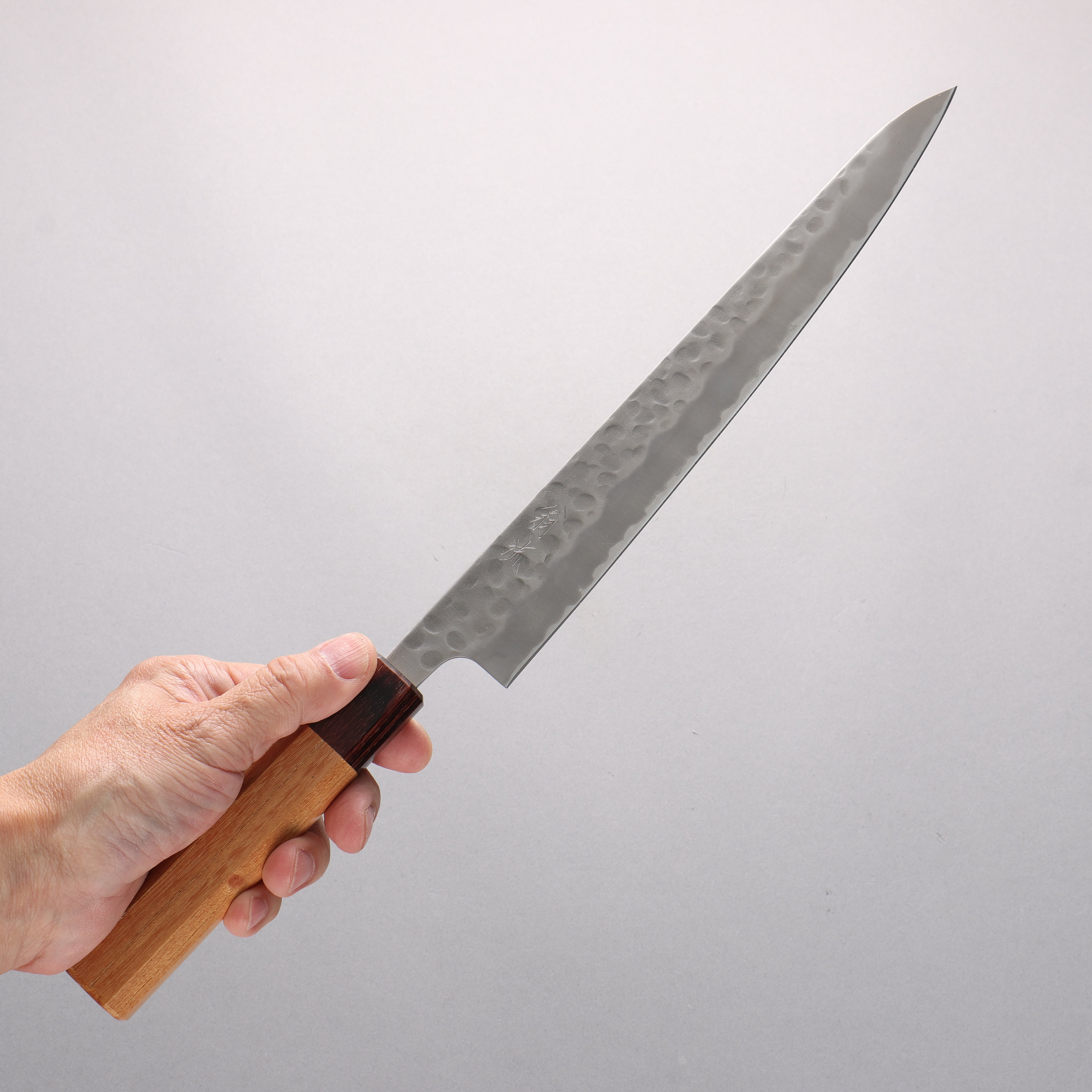 Oul White Steel No.2 Hammered Sujihiki 240mm Keyaki Elm Handle - Seisuke Knife