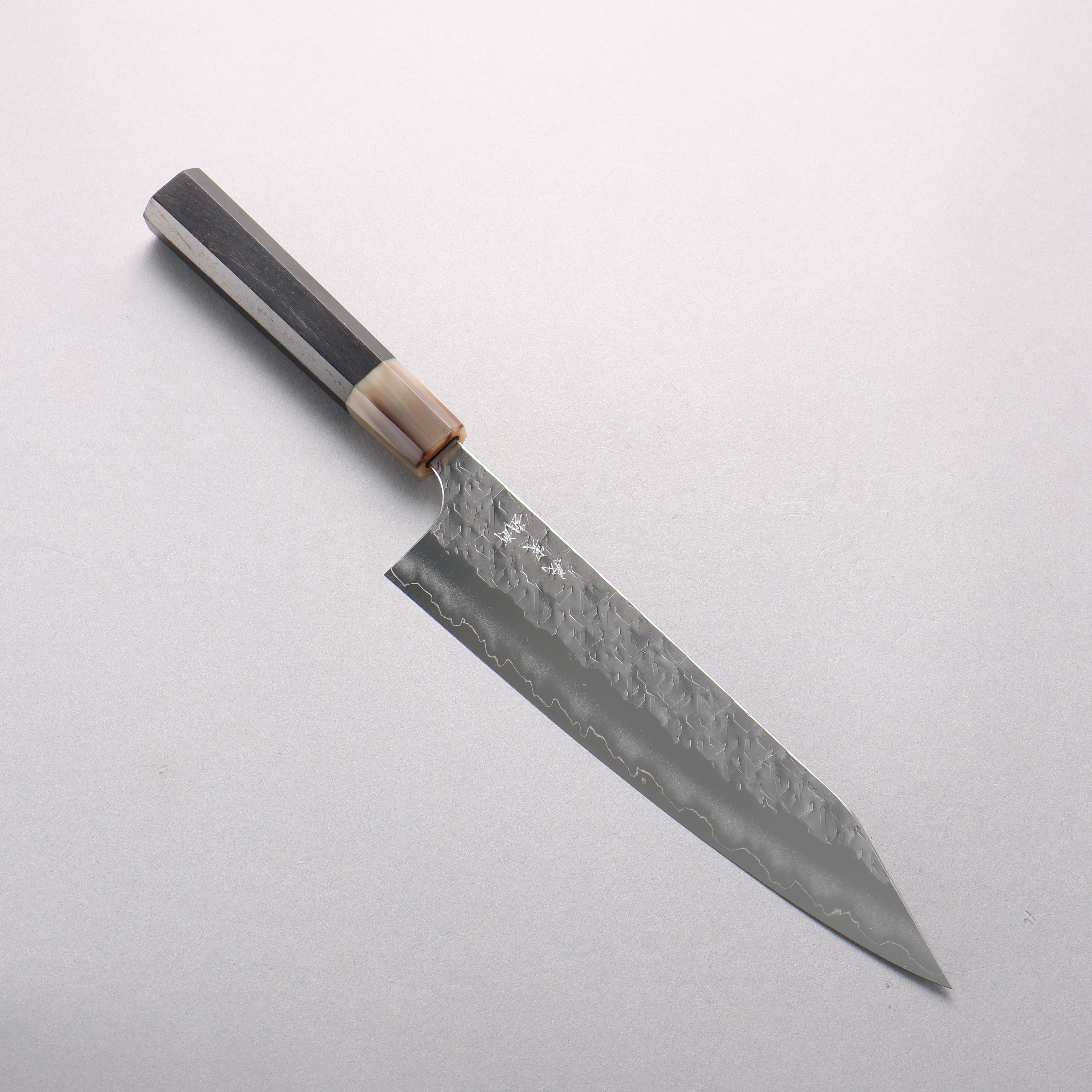 Yoshimi Kato Hyo SG2 Hammered Kiritsuke Gyuto 210mm Ebony Wood & White Horn Handle - Seisuke Knife