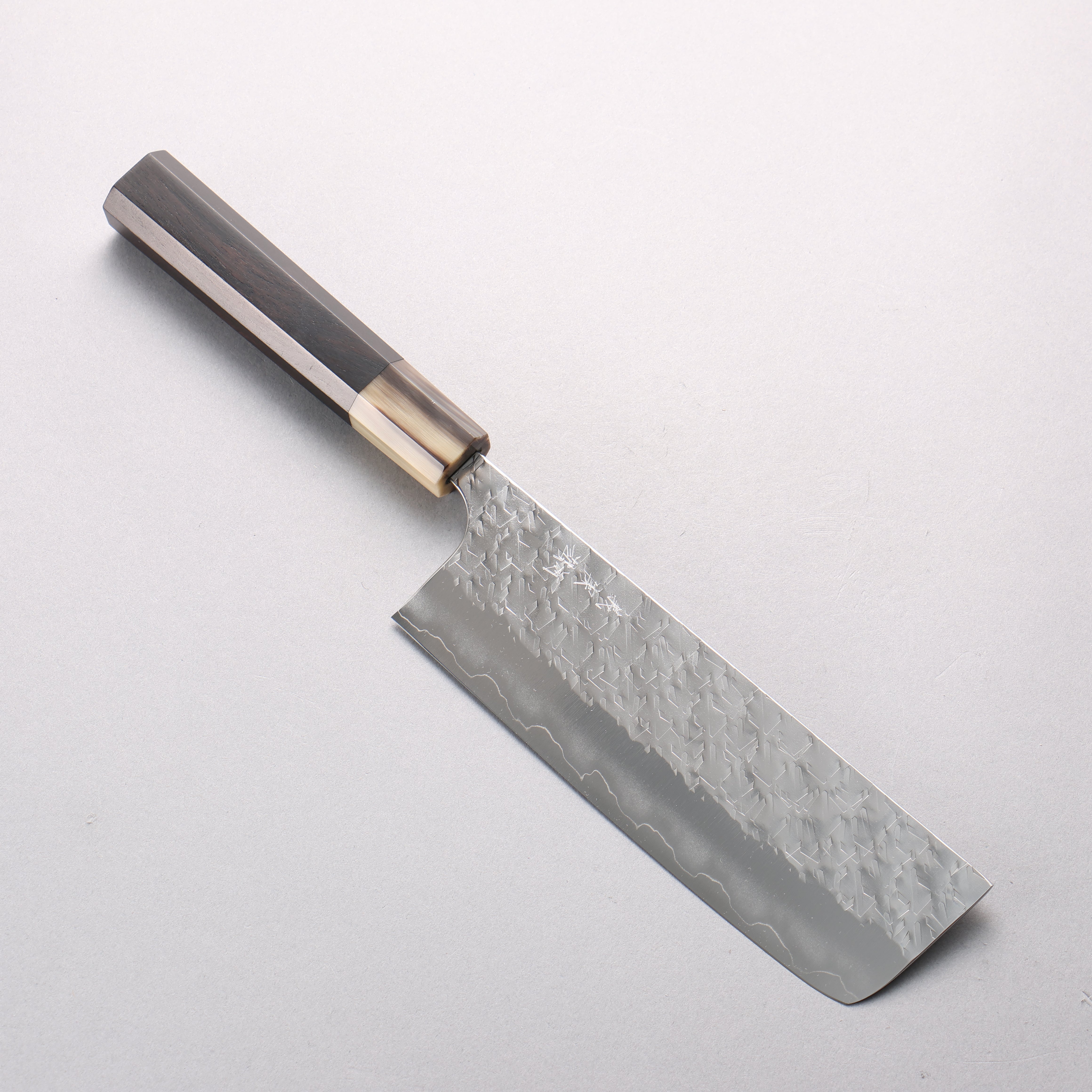 Yoshimi Kato Hyo SG2 Hammered Nakiri 165mm Ebony Wood & White Horn Handle - Seisuke Knife