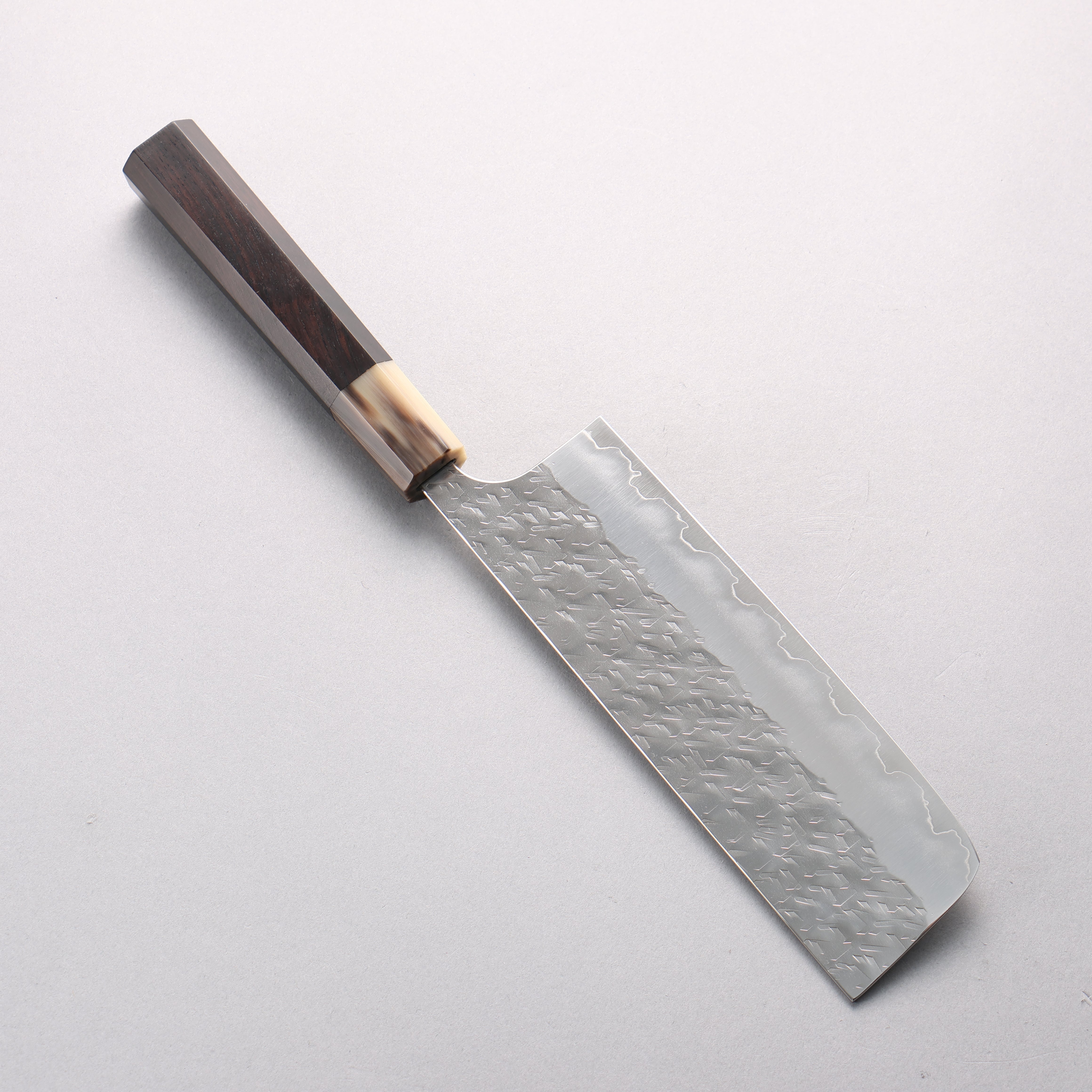 Yoshimi Kato Hyo SG2 Hammered Nakiri 165mm Ebony Wood & White Horn Handle - Seisuke Knife