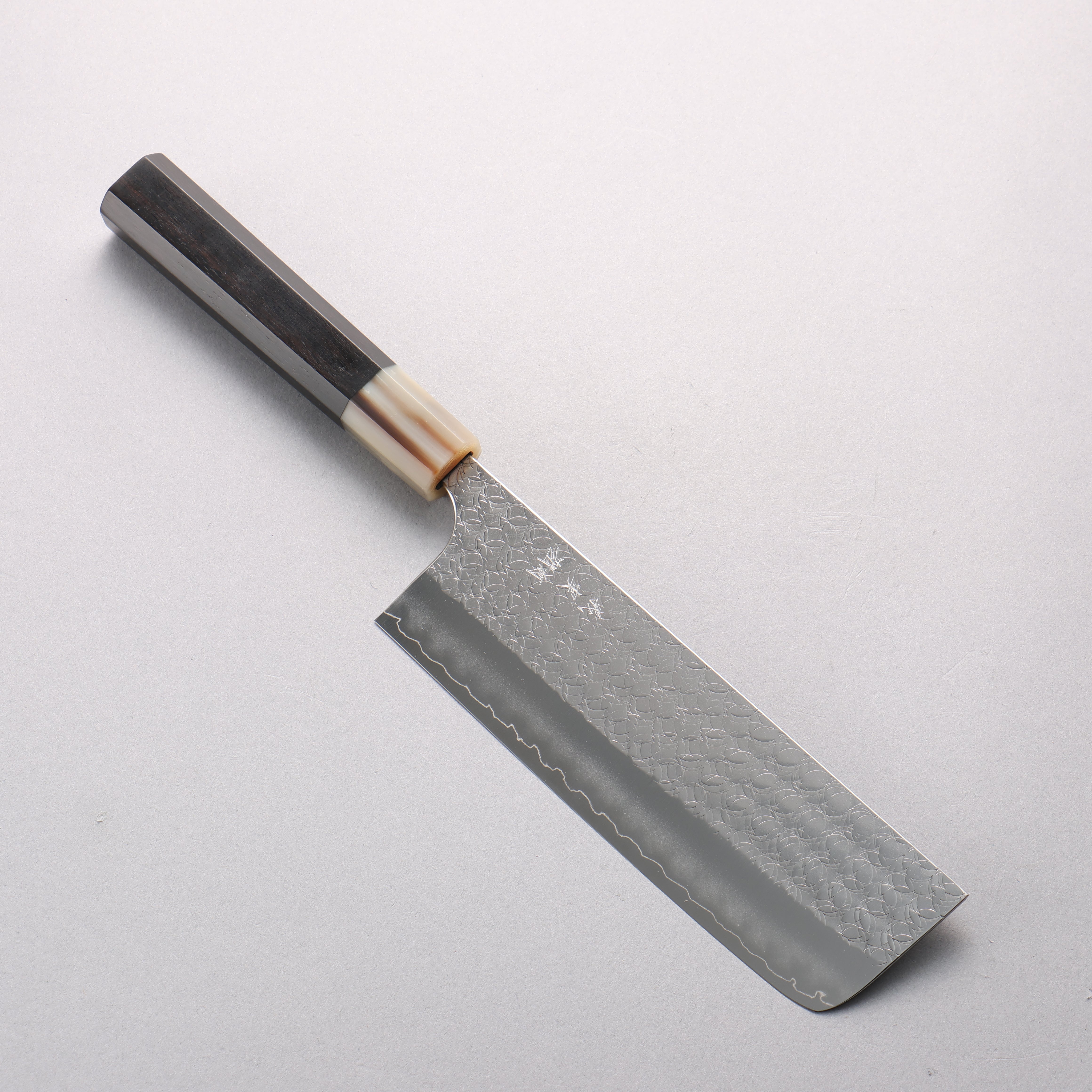 Yoshimi Kato Minamo SG2 Hammered Nakiri 165mm Ebony Wood & White Horn Handle - Seisuke Knife