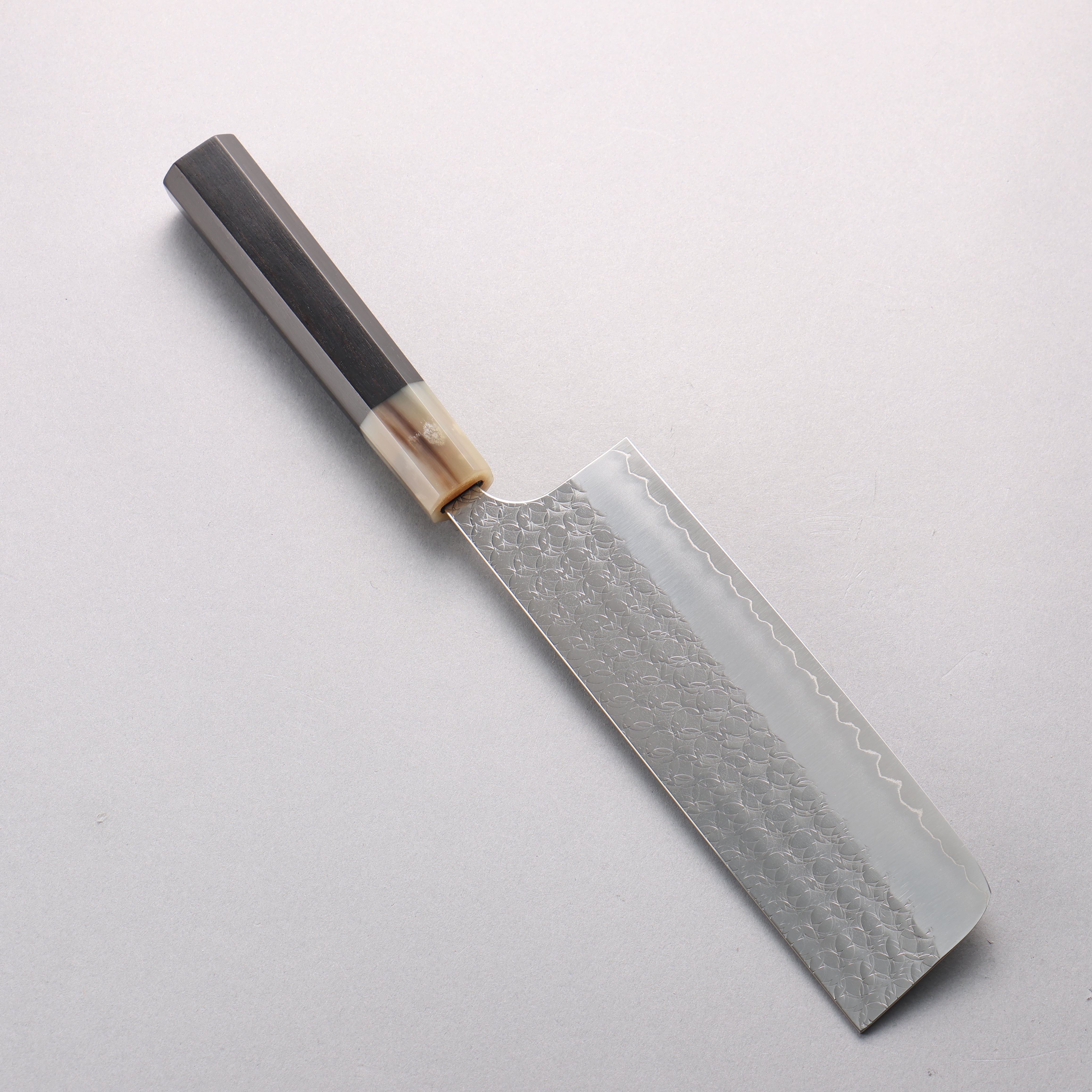 Yoshimi Kato Minamo SG2 Hammered Nakiri 165mm Ebony Wood & White Horn Handle - Seisuke Knife