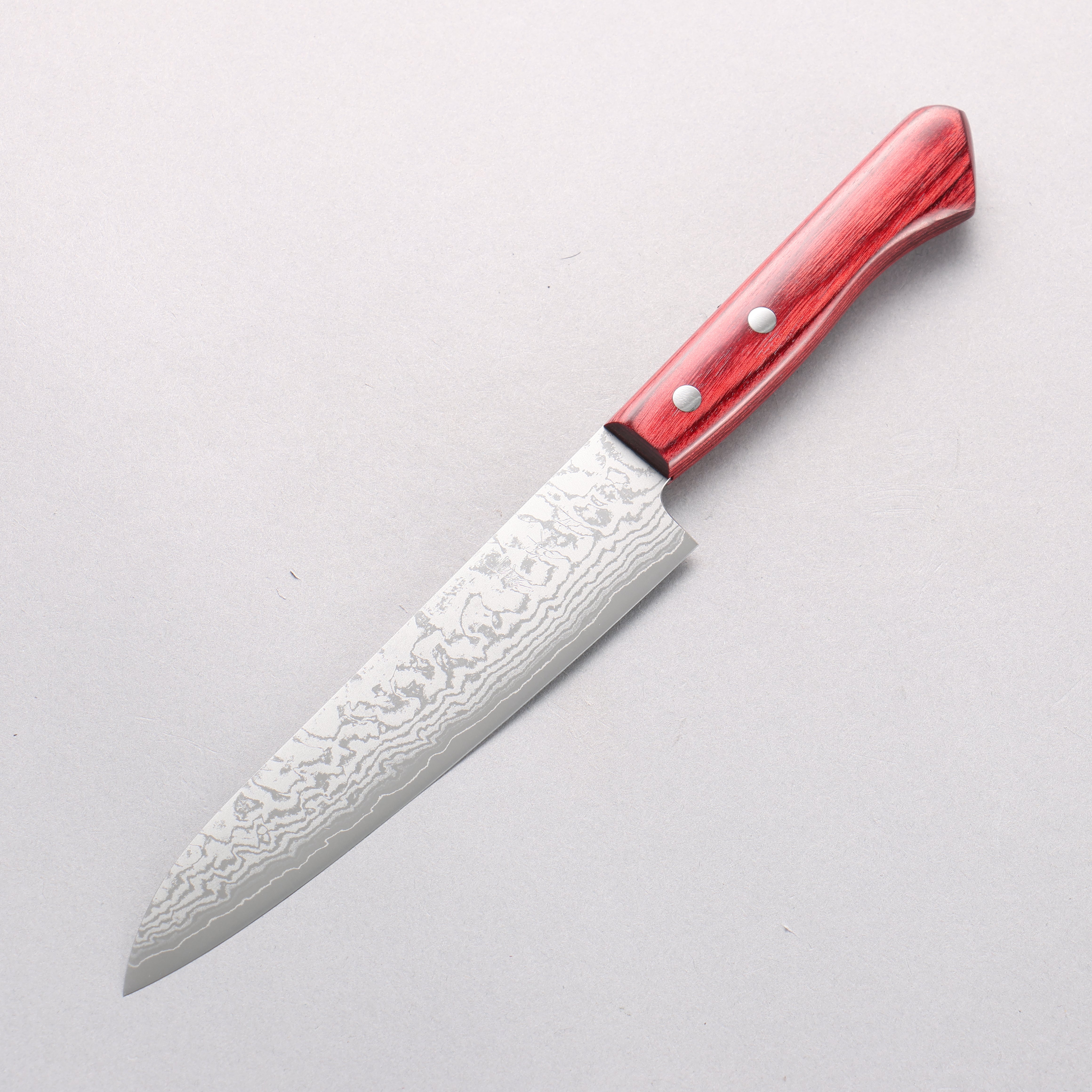 Anryu VG10 Damascus Petty-Utility 150mm Red Pakkawood Handle - Seisuke Knife