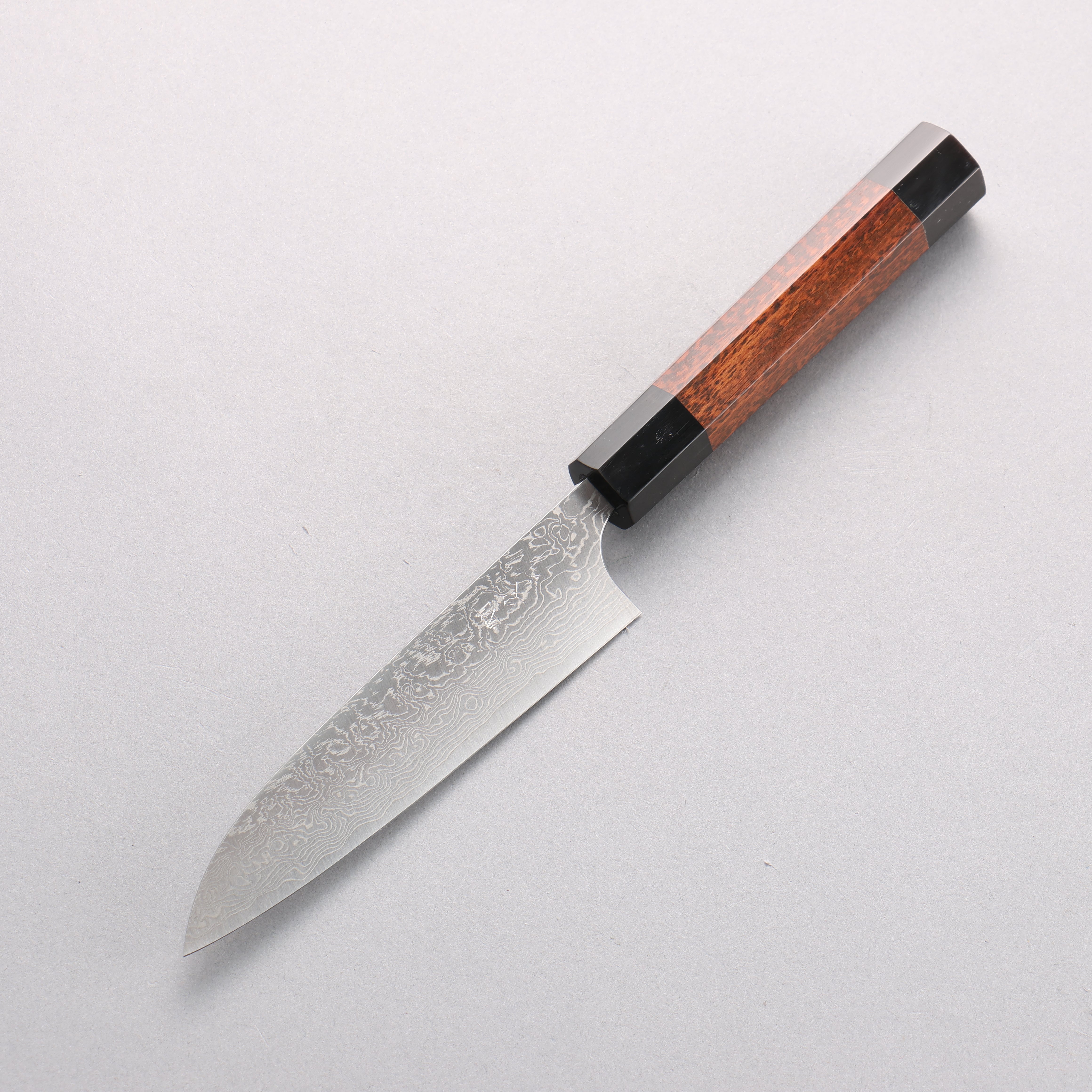 Anryu VG10 Migaki Finished Damascus Petty-Utility 120mm Snakewood (with Double Black Horns) Handle - Seisuke Knife