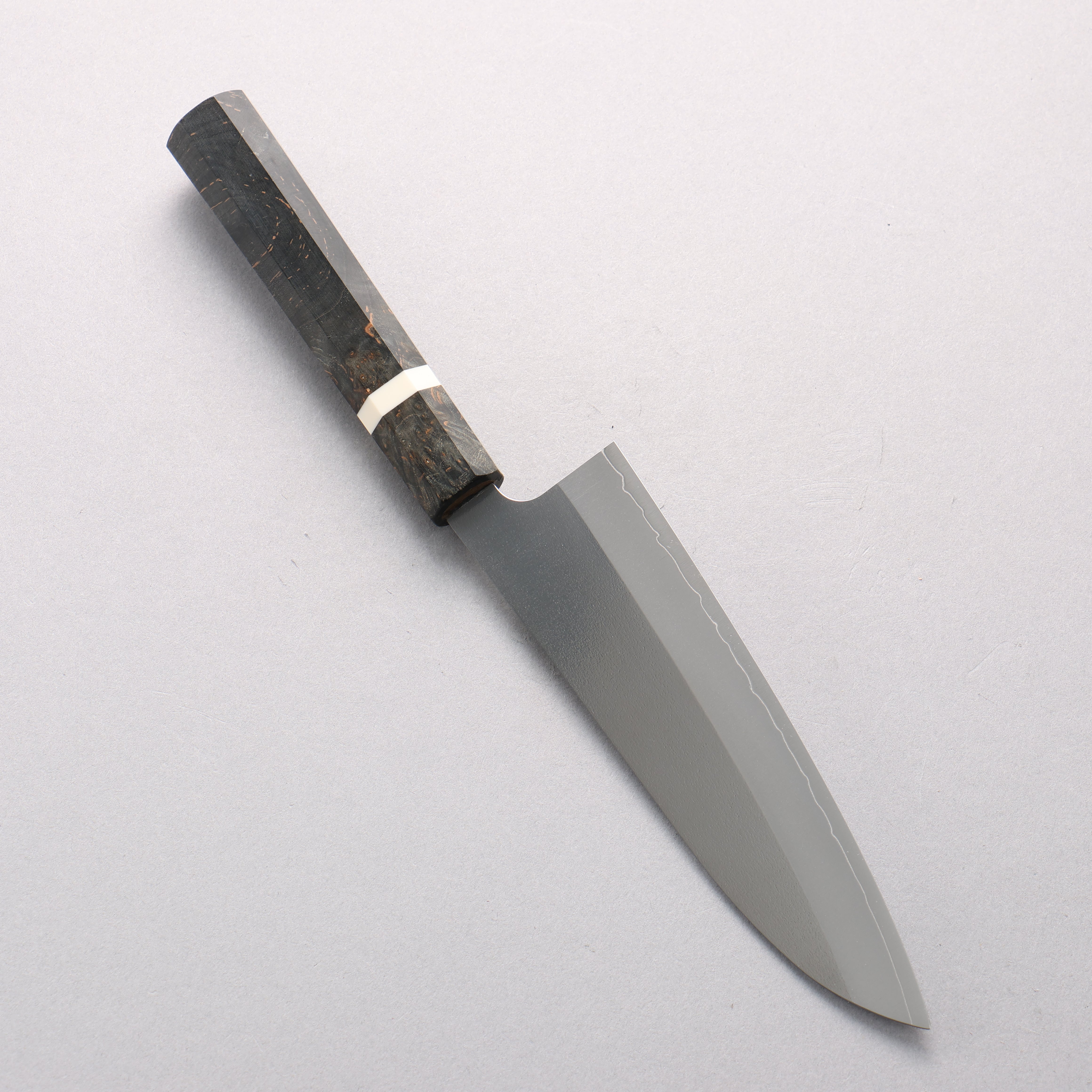 Yu Kurosaki New Gekko VG-XEOS Small Santoku 150mm Stabilized Burl & White Ring Handle - Seisuke Knife