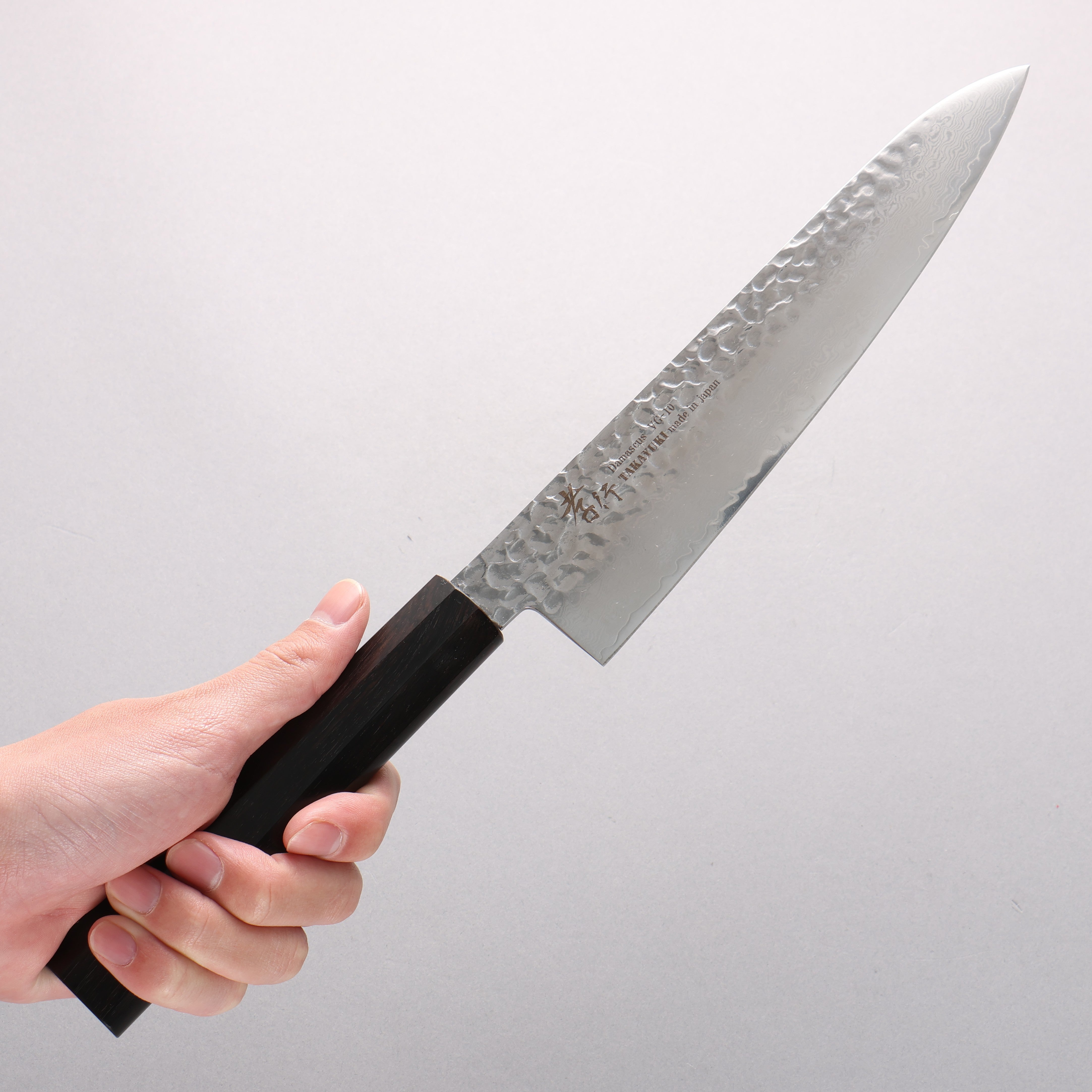 Sakai Takayuki VG10 33 Layer Damascus Gyuto 210mm Ebony(6 sided teardrop) Handle - Seisuke Knife