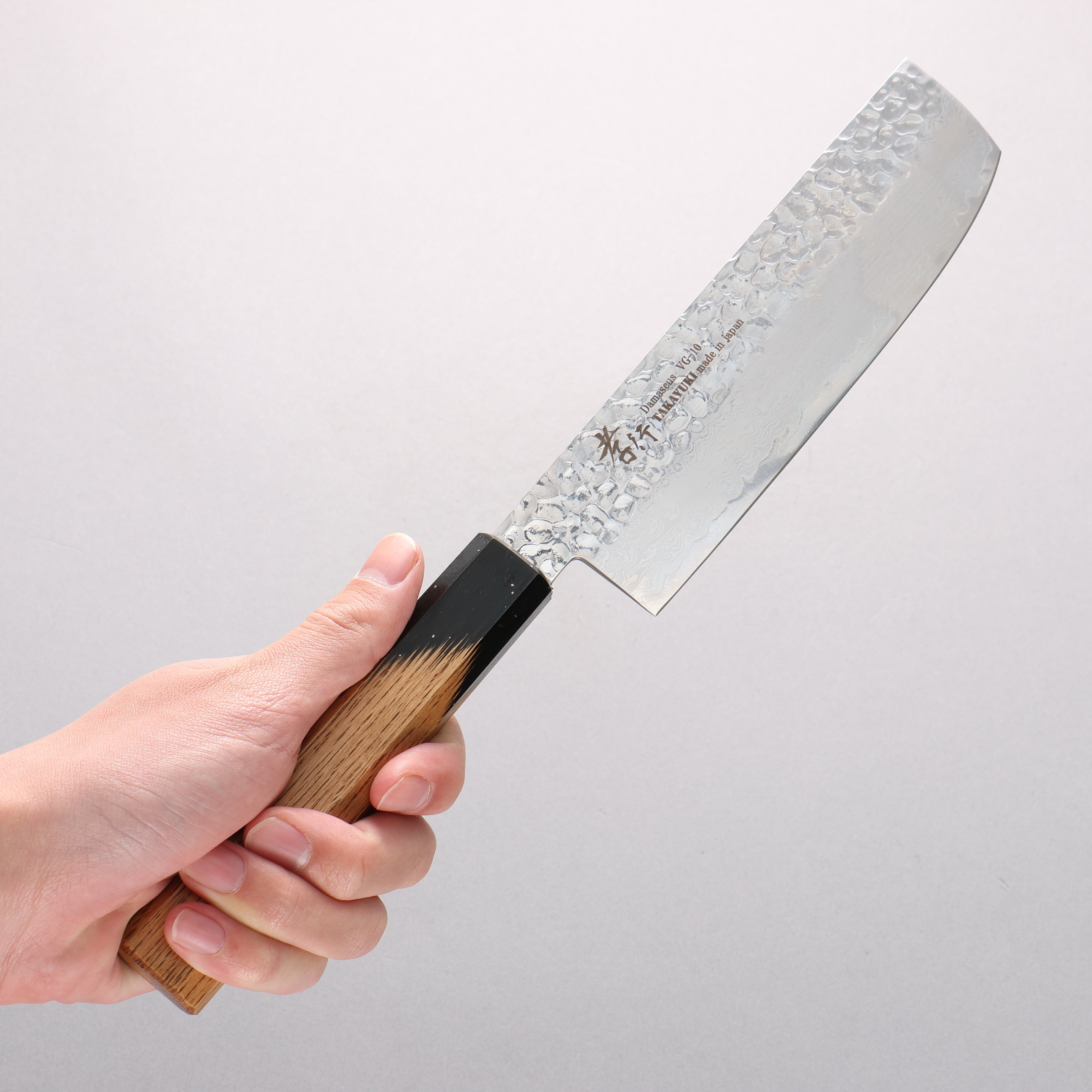 Sakai Takayuki VG10 33 Layer Damascus Nakiri 160mm with Lacquered (Kokushin) Live Oak Handle - Seisuke Knife