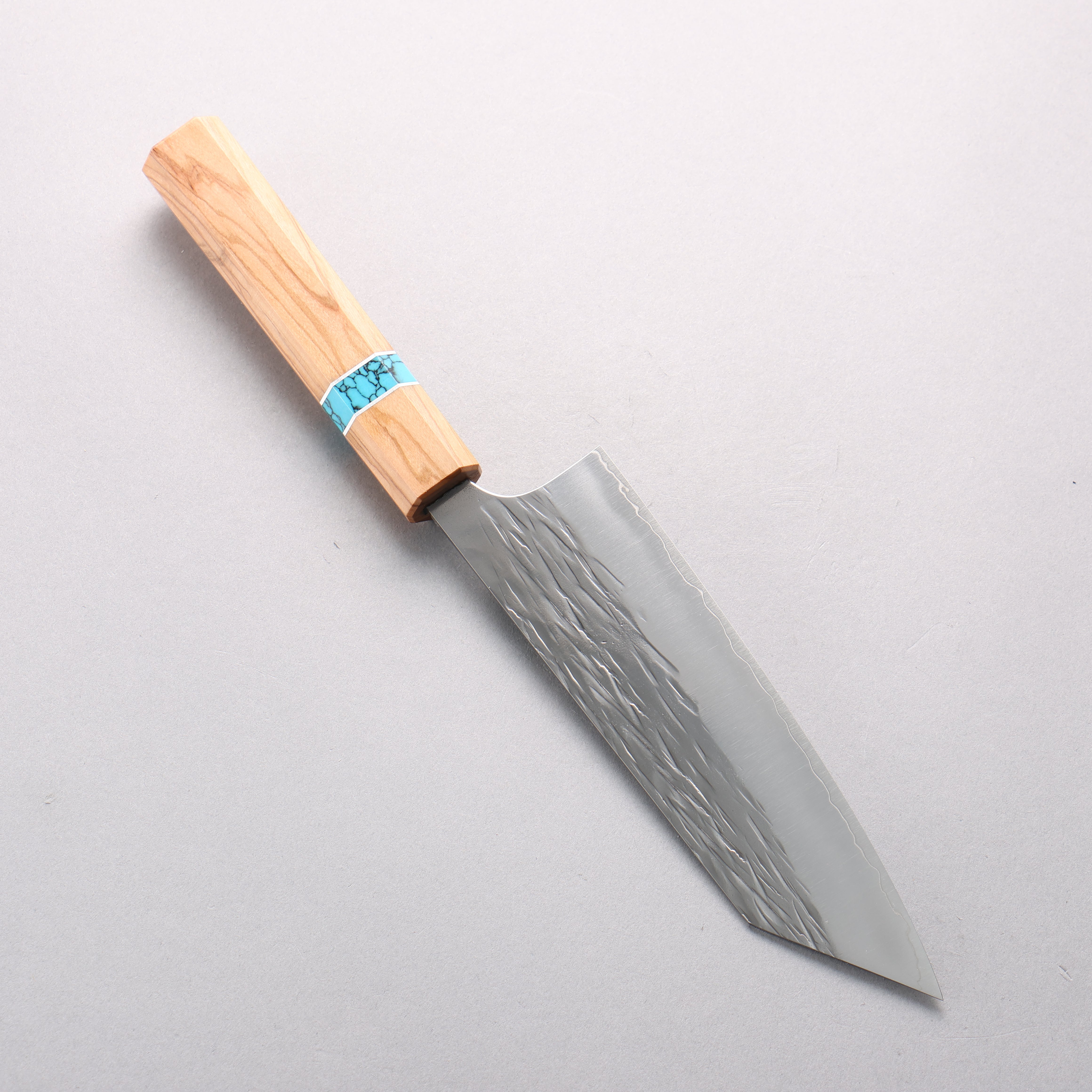 Yu Kurosaki Juhyo Cobalt Special Steel Hammered Bunka 170mm Olive Wood & Turquoise Ring Handle - Seisuke Knife