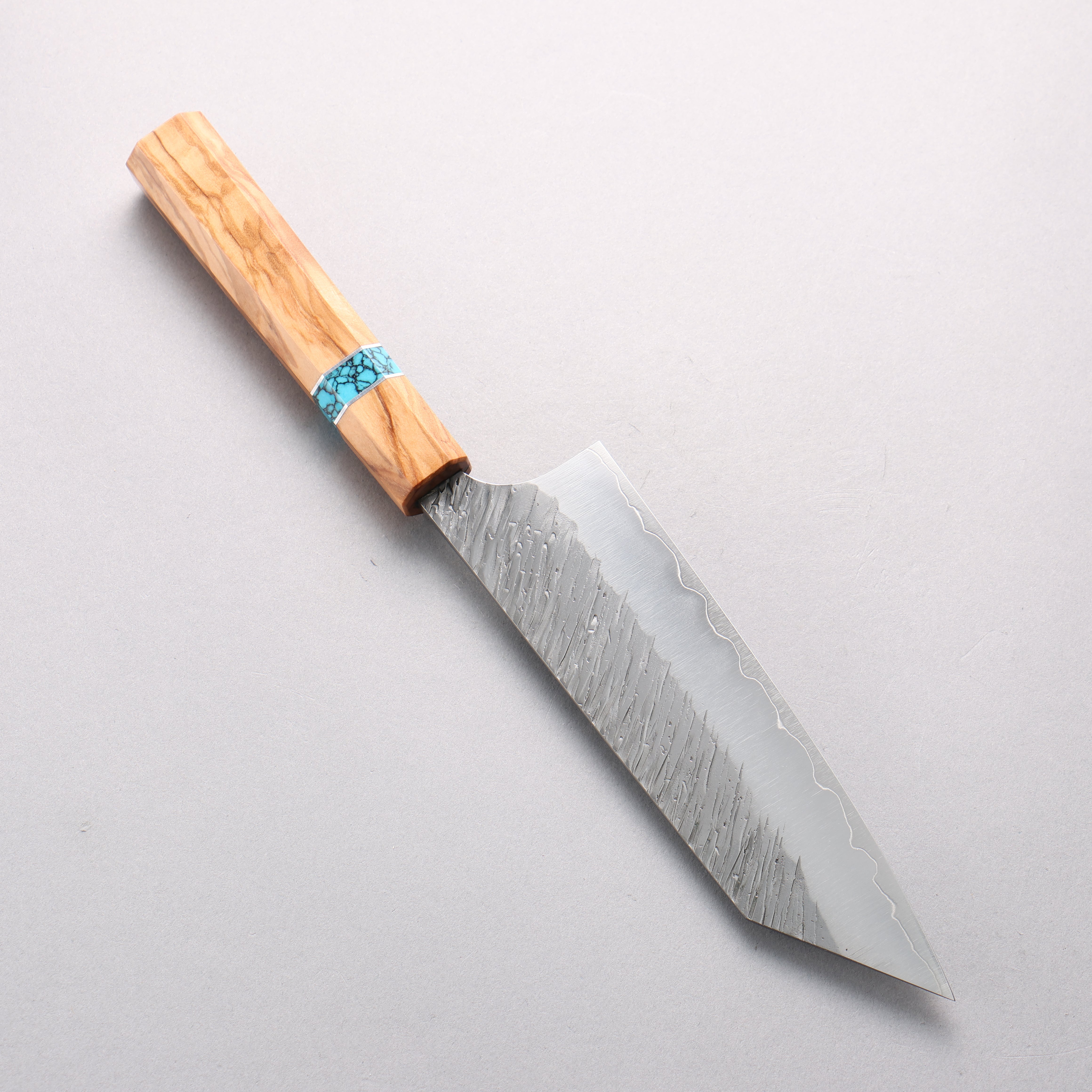Yu Kurosaki Fujin SG2 Hammered Bunka 170mm Olive Wood & Turquoise Ring Handle - Seisuke Knife