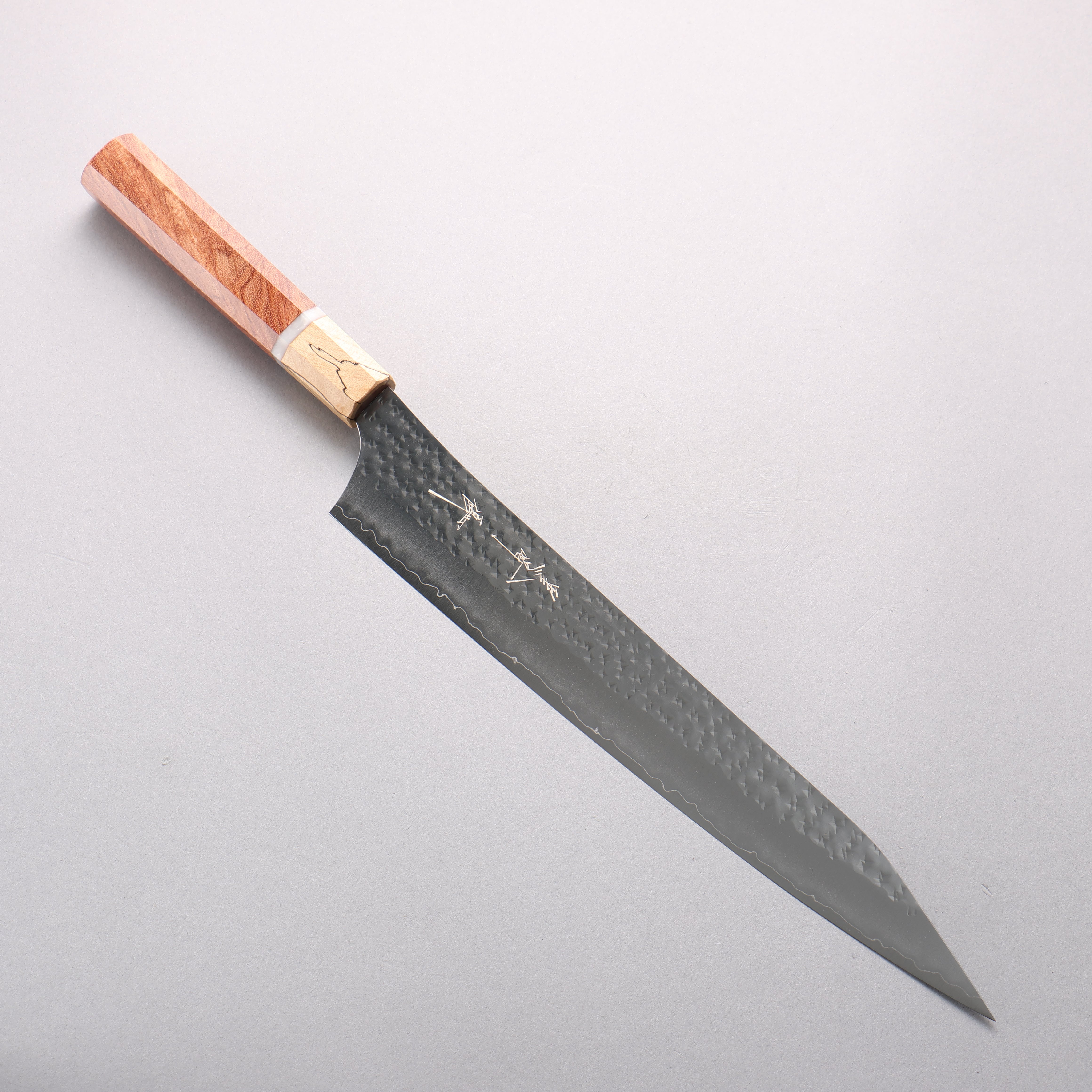 Yu Kurosaki Senko Ei SG2 Hammered Sujihiki 270mm Brazilwood with white ring (ferrule: Chinese Quince) Handle - Seisuke Knife