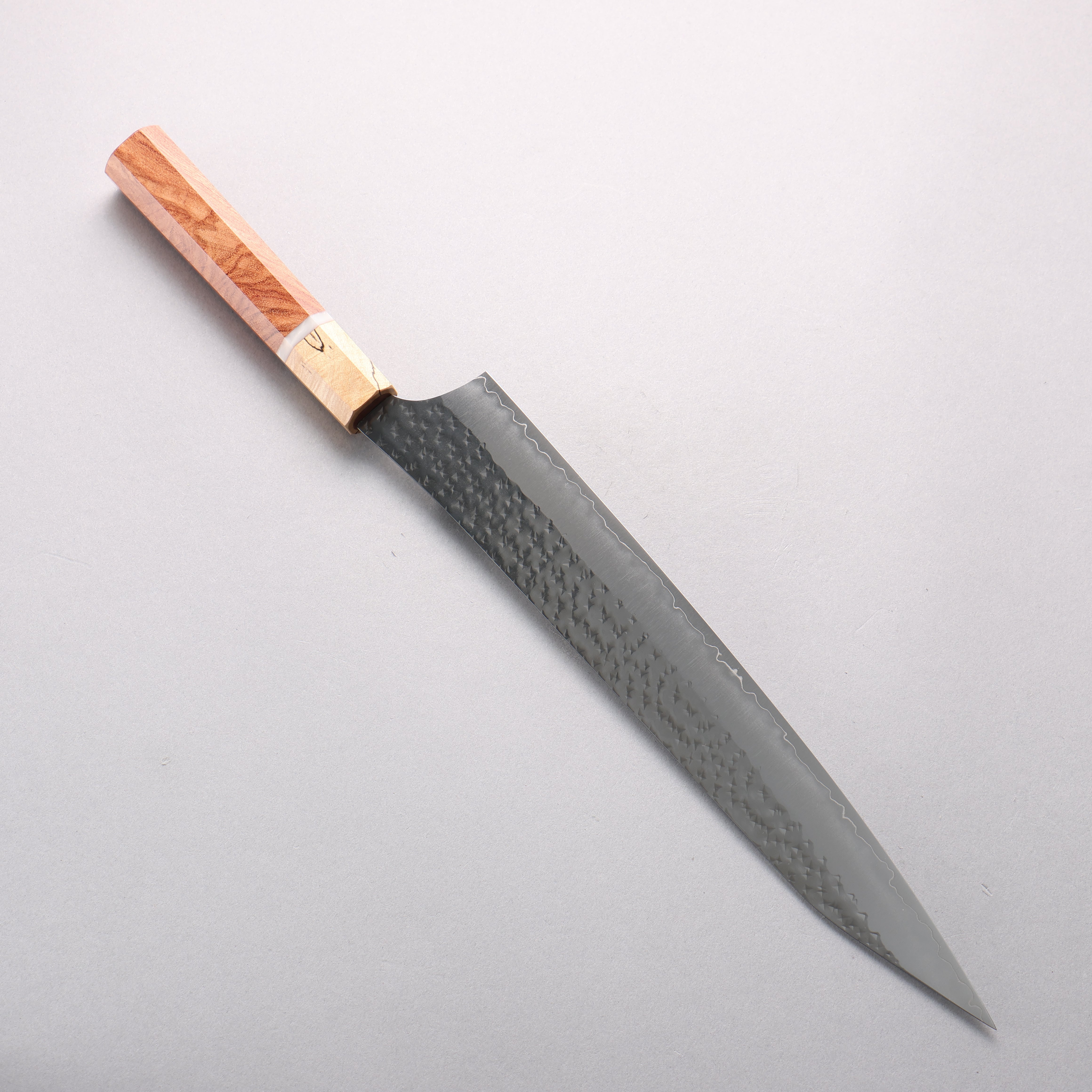 Yu Kurosaki Senko Ei SG2 Hammered Sujihiki 270mm Brazilwood with white ring (ferrule: Chinese Quince) Handle - Seisuke Knife