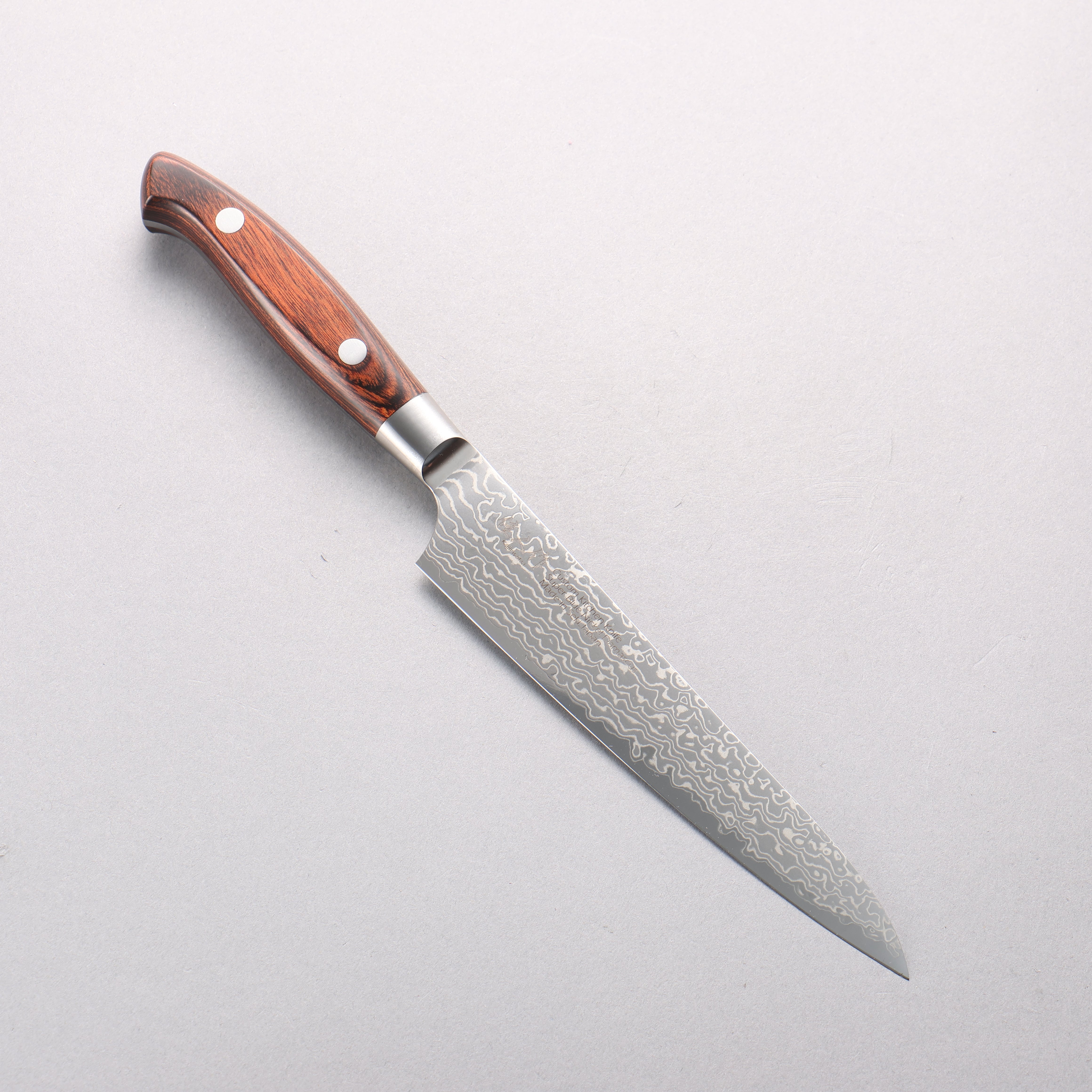 Kajin Blue Super Damascus Petty-Utility 150mm Mahogany Handle - Seisuke Knife