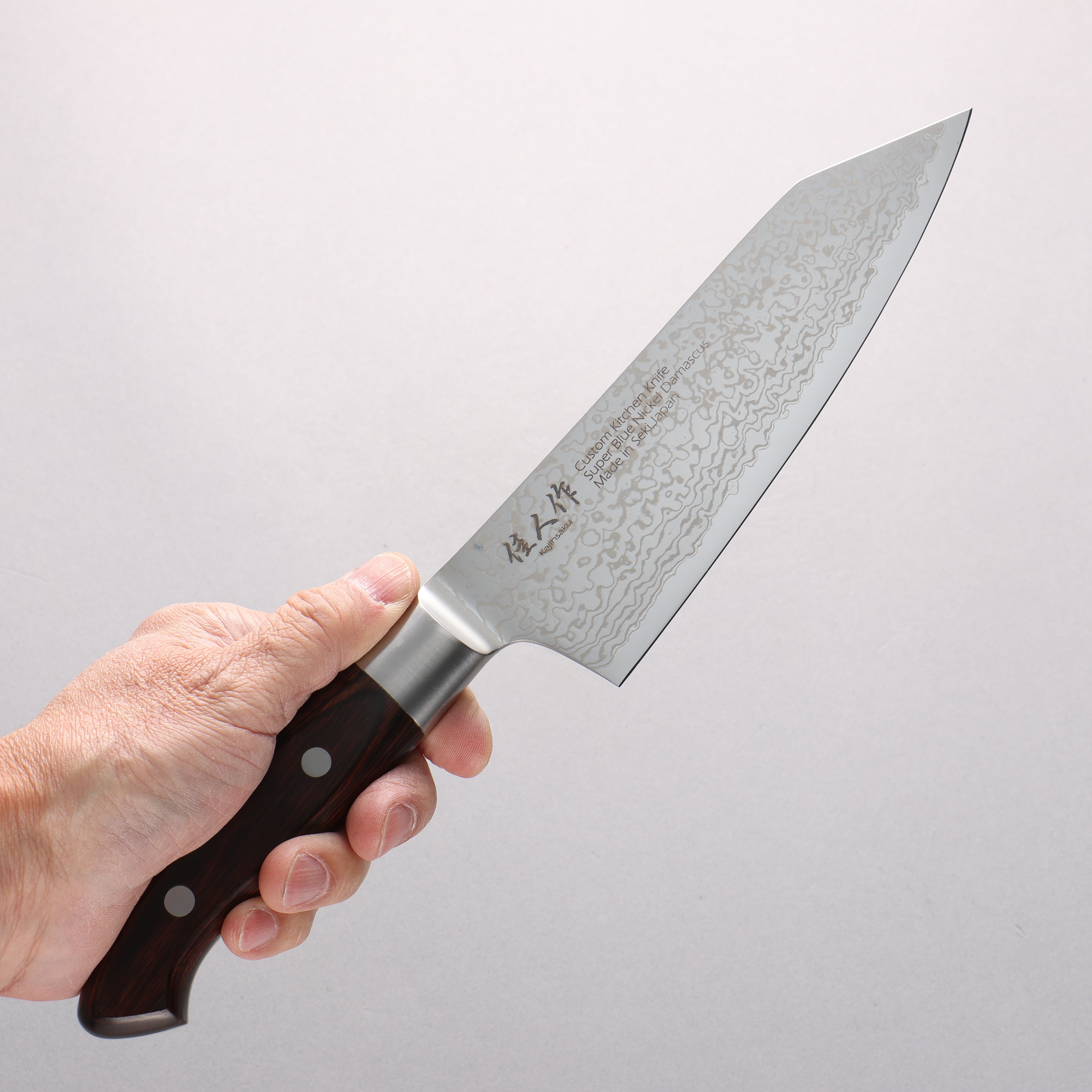 Kajin Blue Super Damascus Kiritsuke Santoku 180mm Mahogany Handle - Seisuke Knife