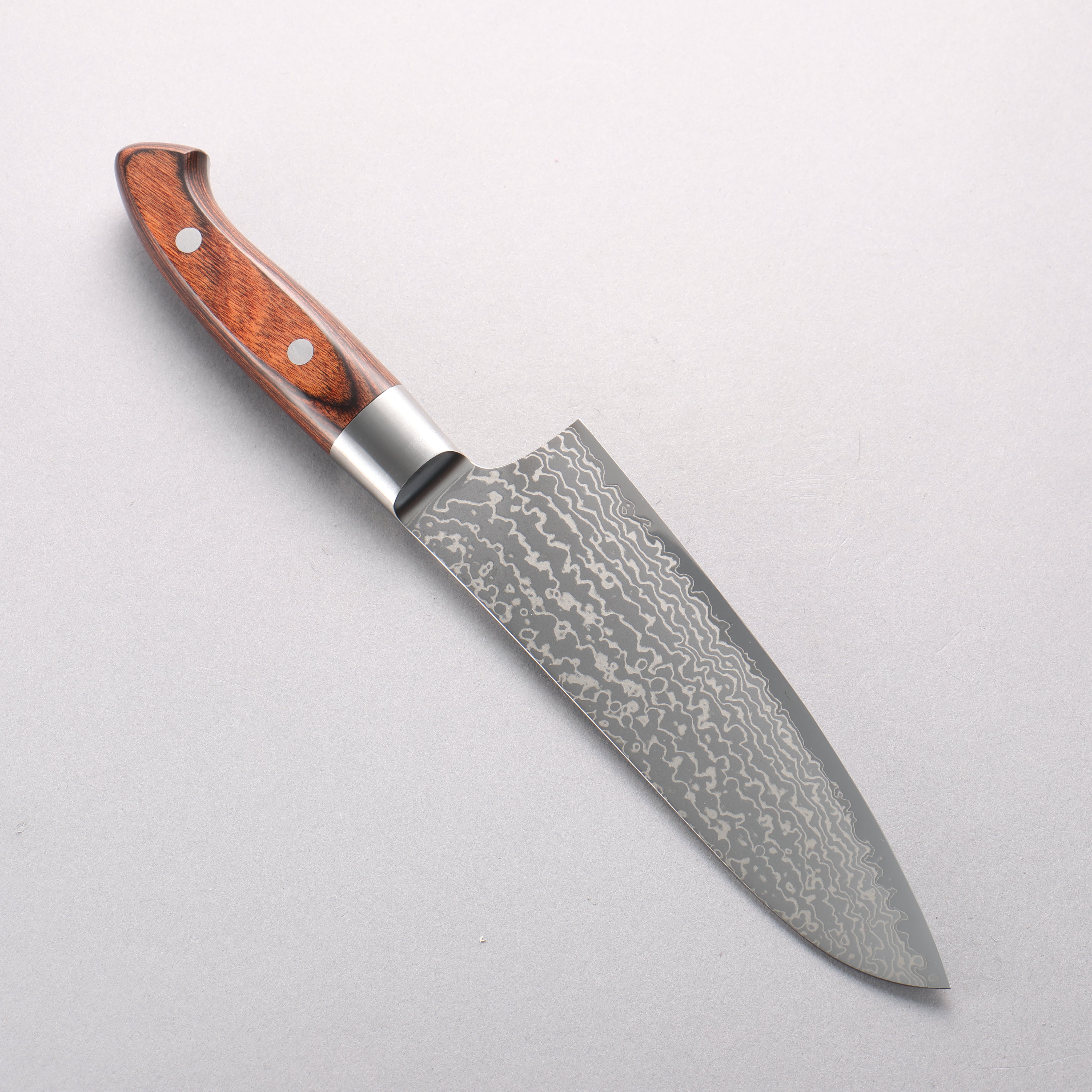 Kajin Blue Super Damascus Santoku 180mm Mahogany Handle - Seisuke Knife