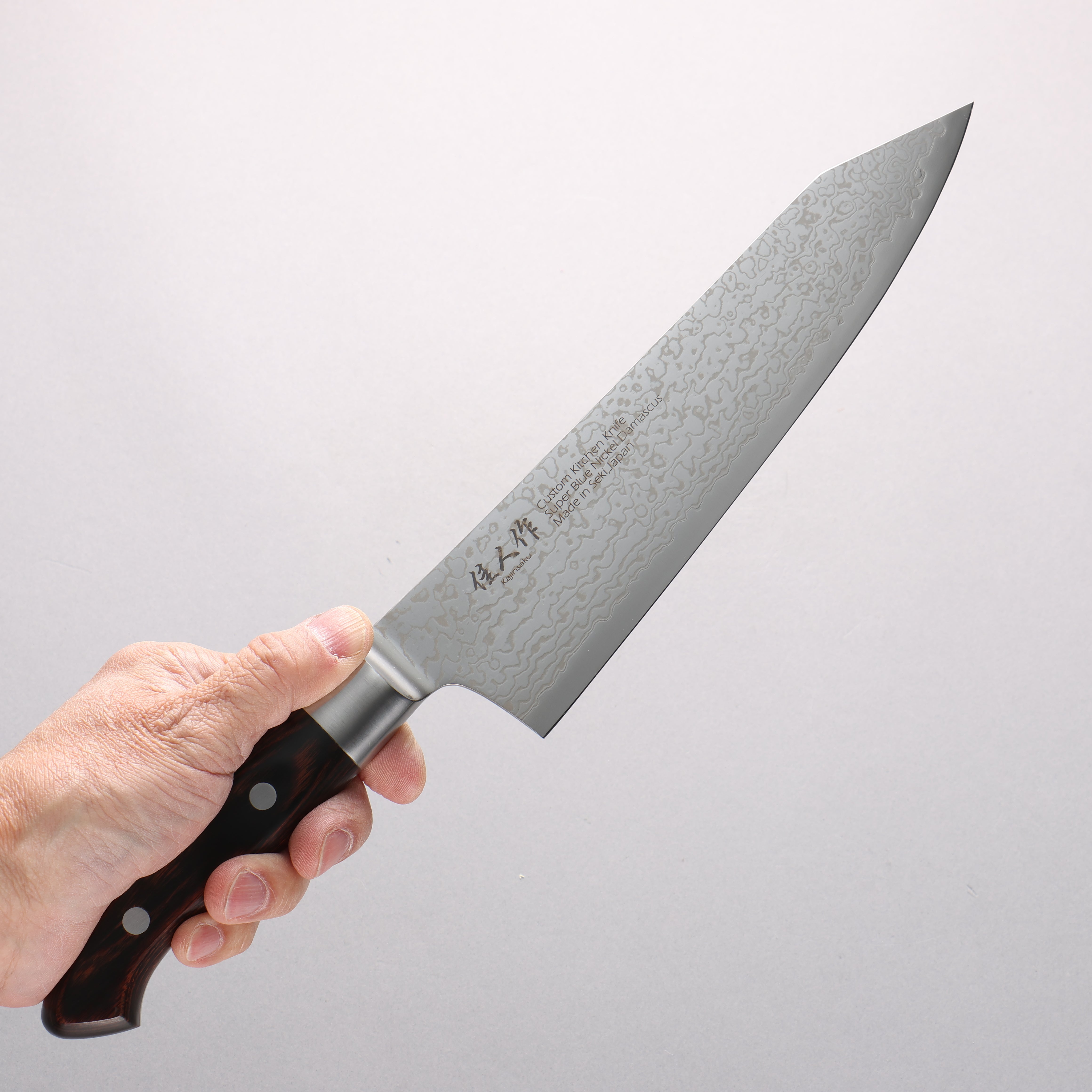Kajin Blue Super Damascus Kiritsuke Gyuto 210mm Mahogany Handle - Seisuke Knife