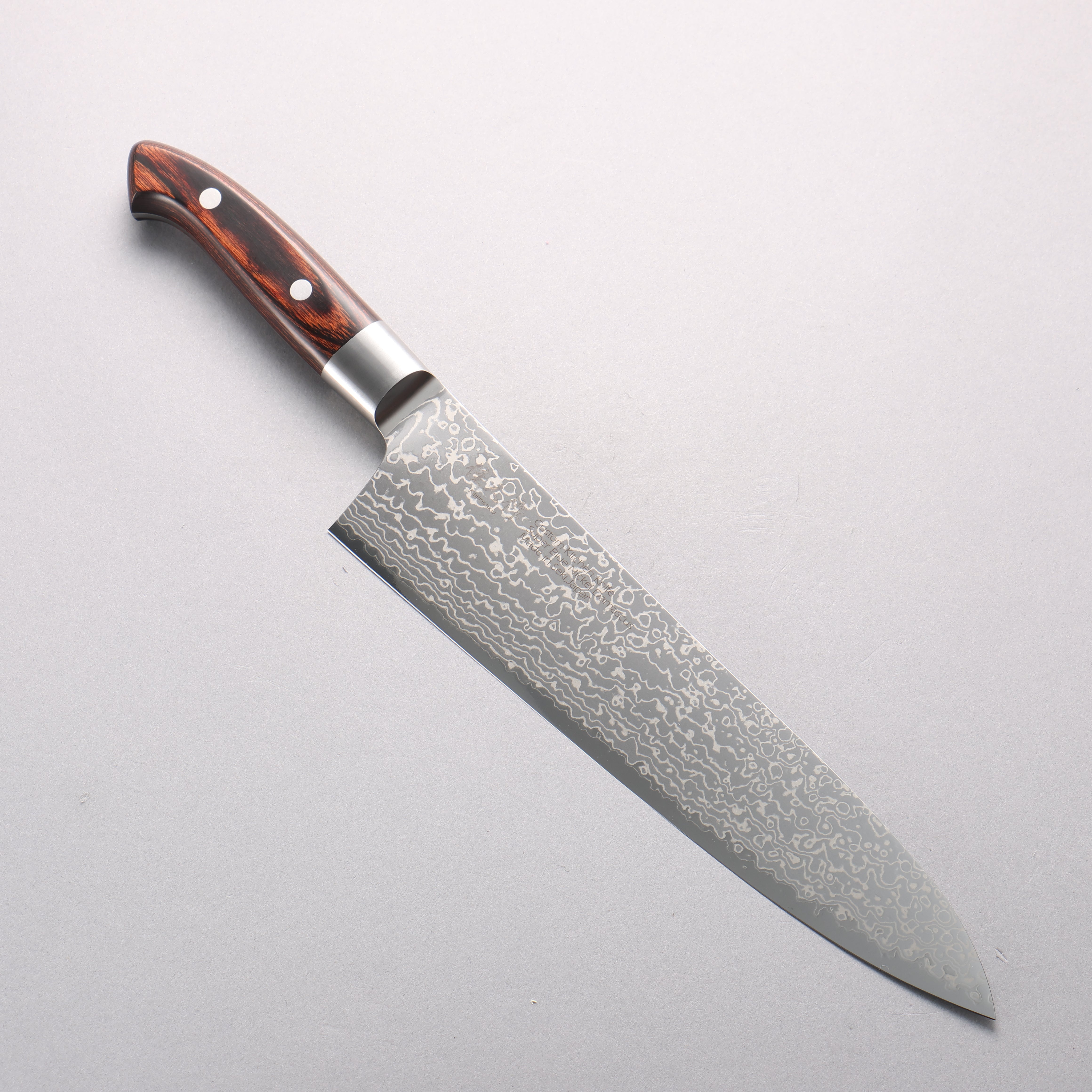 Kajin Blue Super Damascus Gyuto 240mm Mahogany Handle - Seisuke Knife