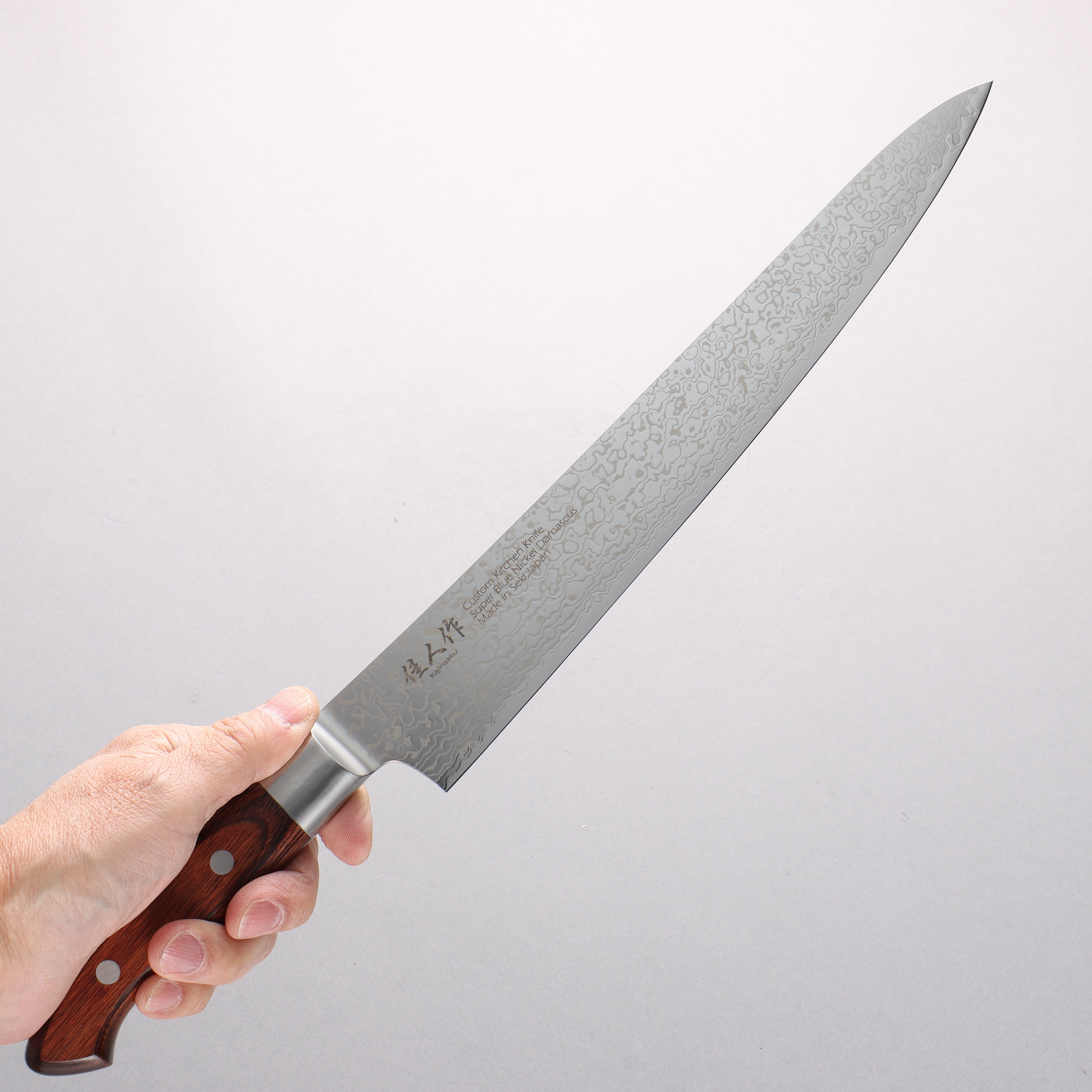 Kajin Blue Super Damascus Sujihiki 270mm Mahogany Handle - Seisuke Knife
