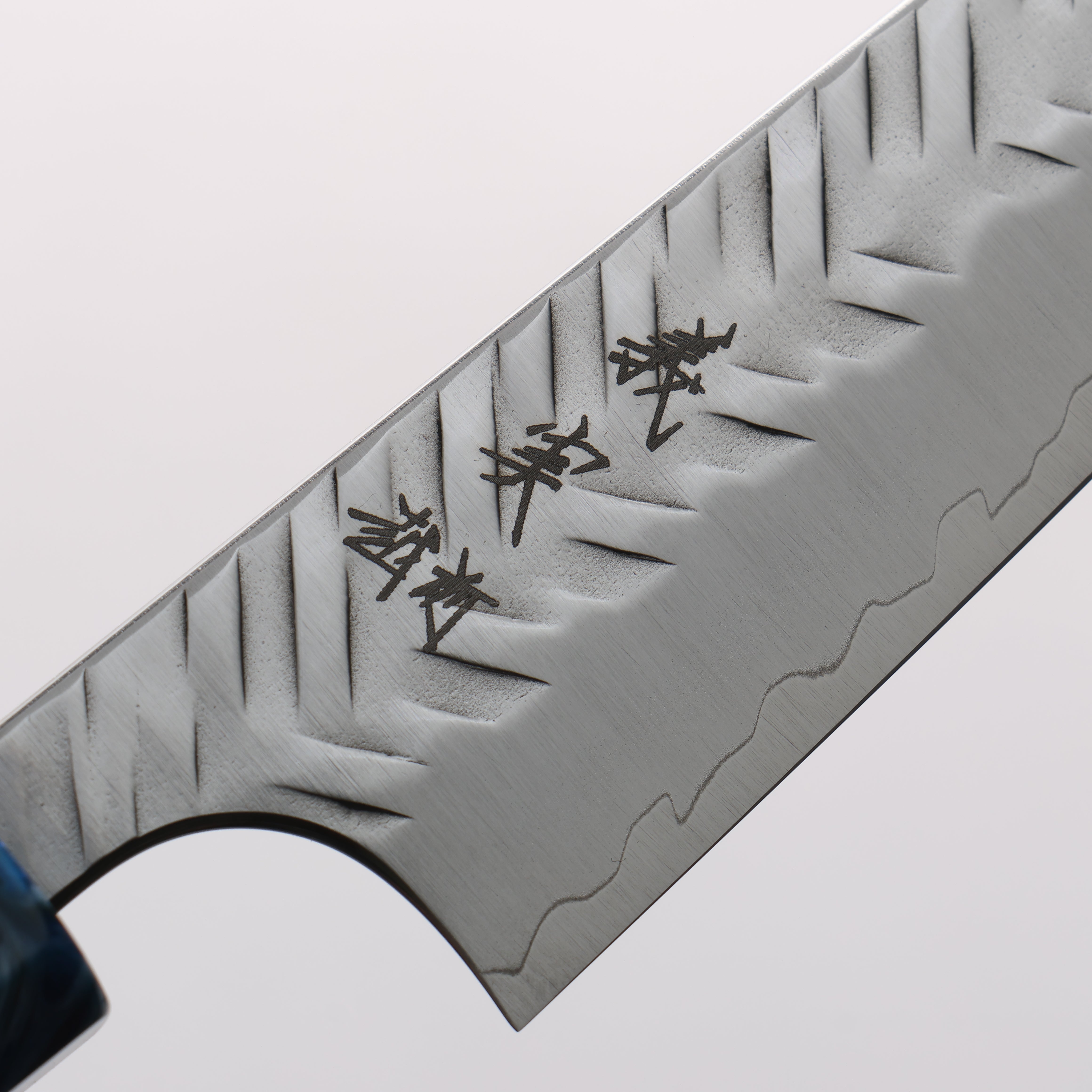 Yoshimi Kato SPG STRIX V-Hammered Kiritsuke Petty-Utility 120mm Ebony Wood & Blue Marble Resin Handle - Seisuke Knife