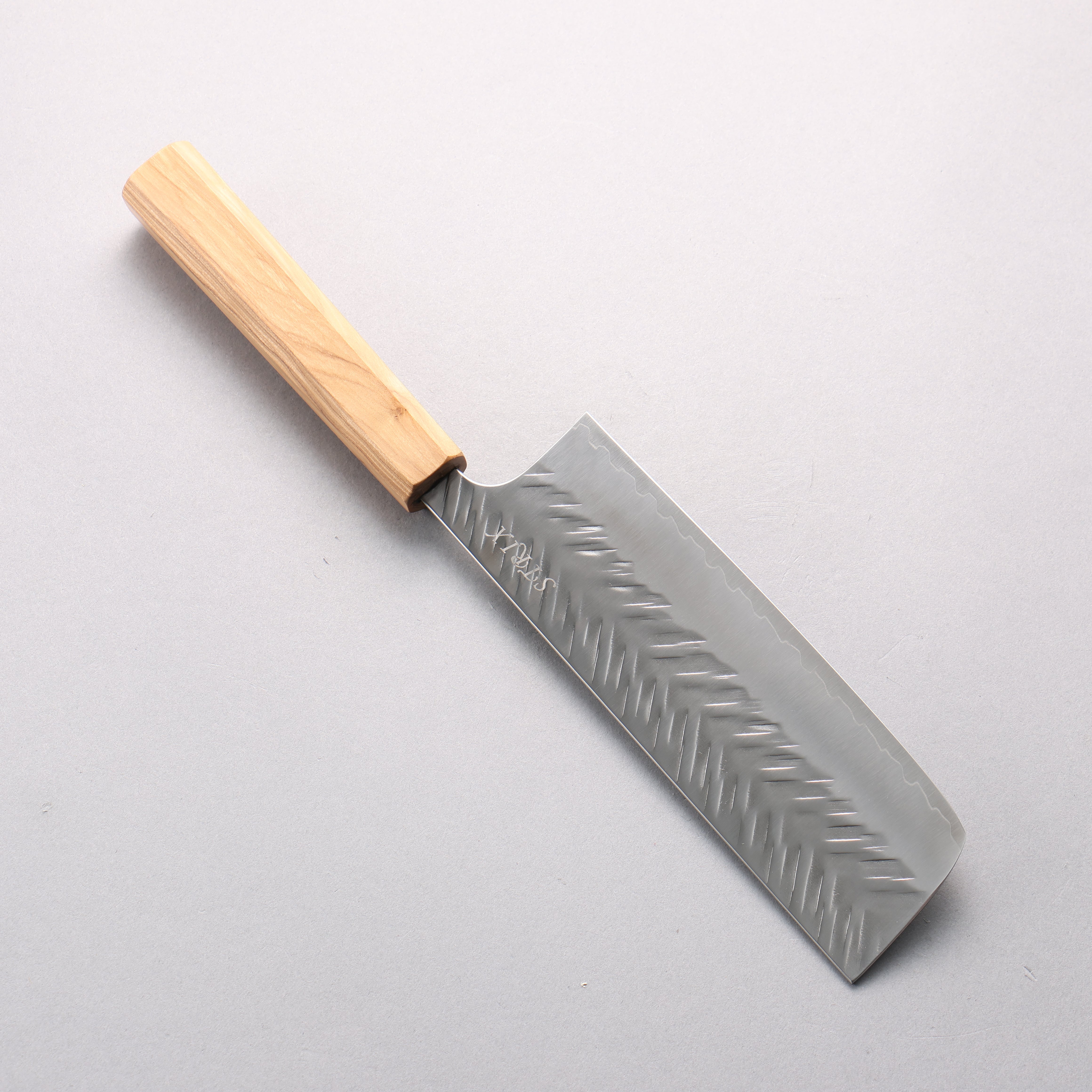 Yoshimi Kato SPG STRIX V-Hammered Nakiri 165mm Olive Wood Handle - Seisuke Knife