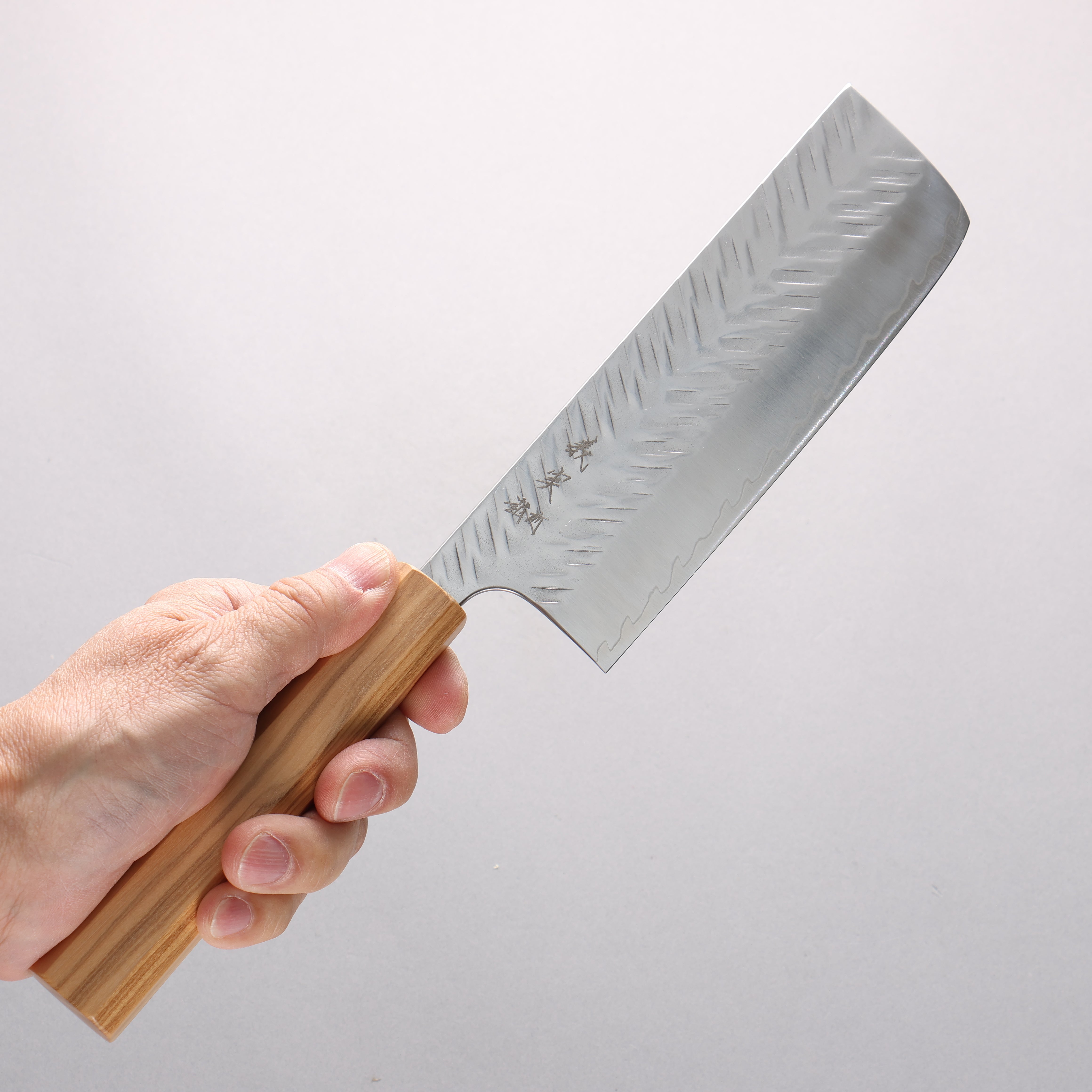 Yoshimi Kato SPG STRIX V-Hammered Nakiri 165mm Olive Wood Handle - Seisuke Knife