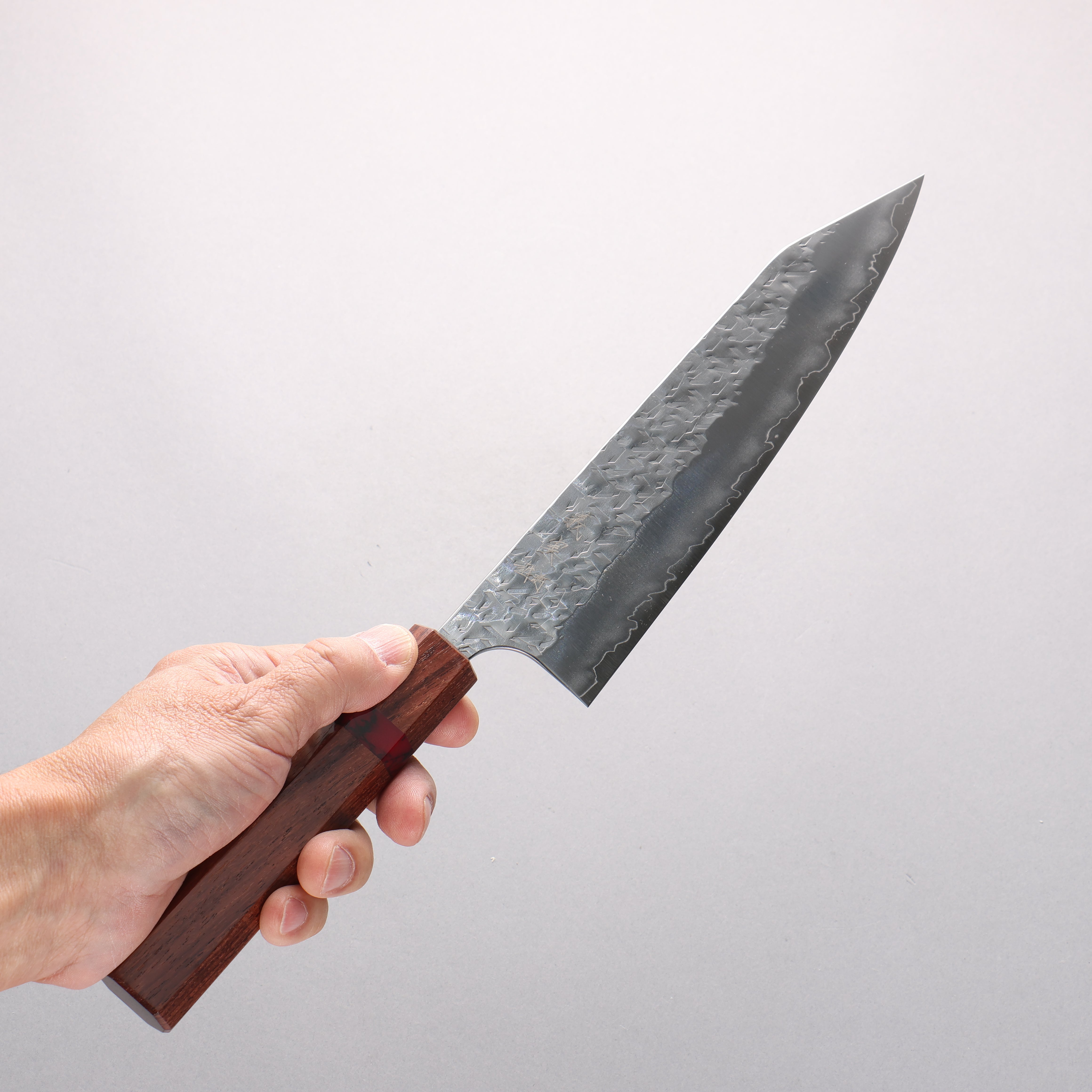 Yoshimi Kato Hyo SG2 Hammered Kiritsuke Gyuto 210mm Rosewood (Red Turquoise Ring) Handle - Seisuke Knife