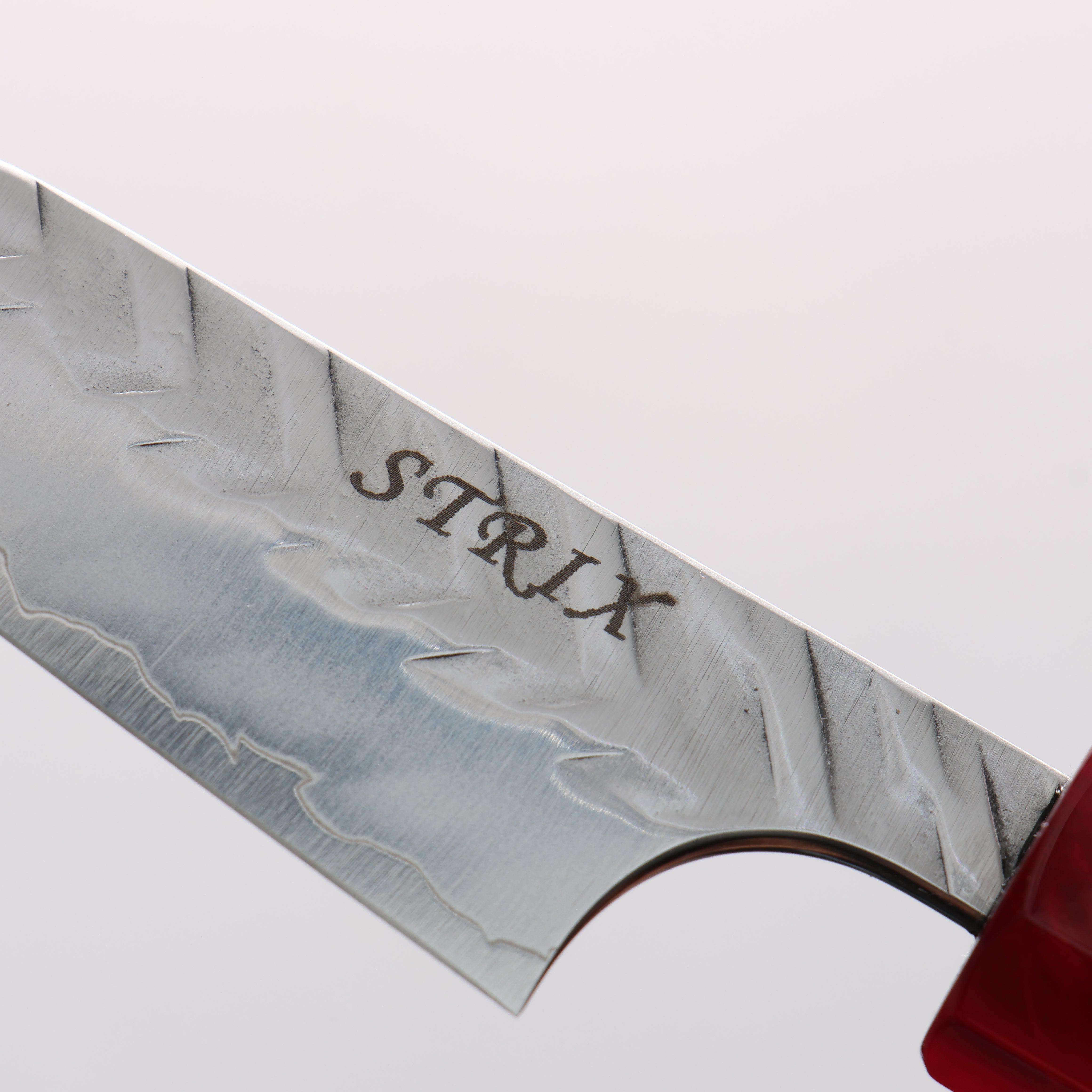 Yoshimi Kato SPG STRIX V-Hammered Kiritsuke Paring 80mm Ebony Wood & Red Resin Handle - Seisuke Knife