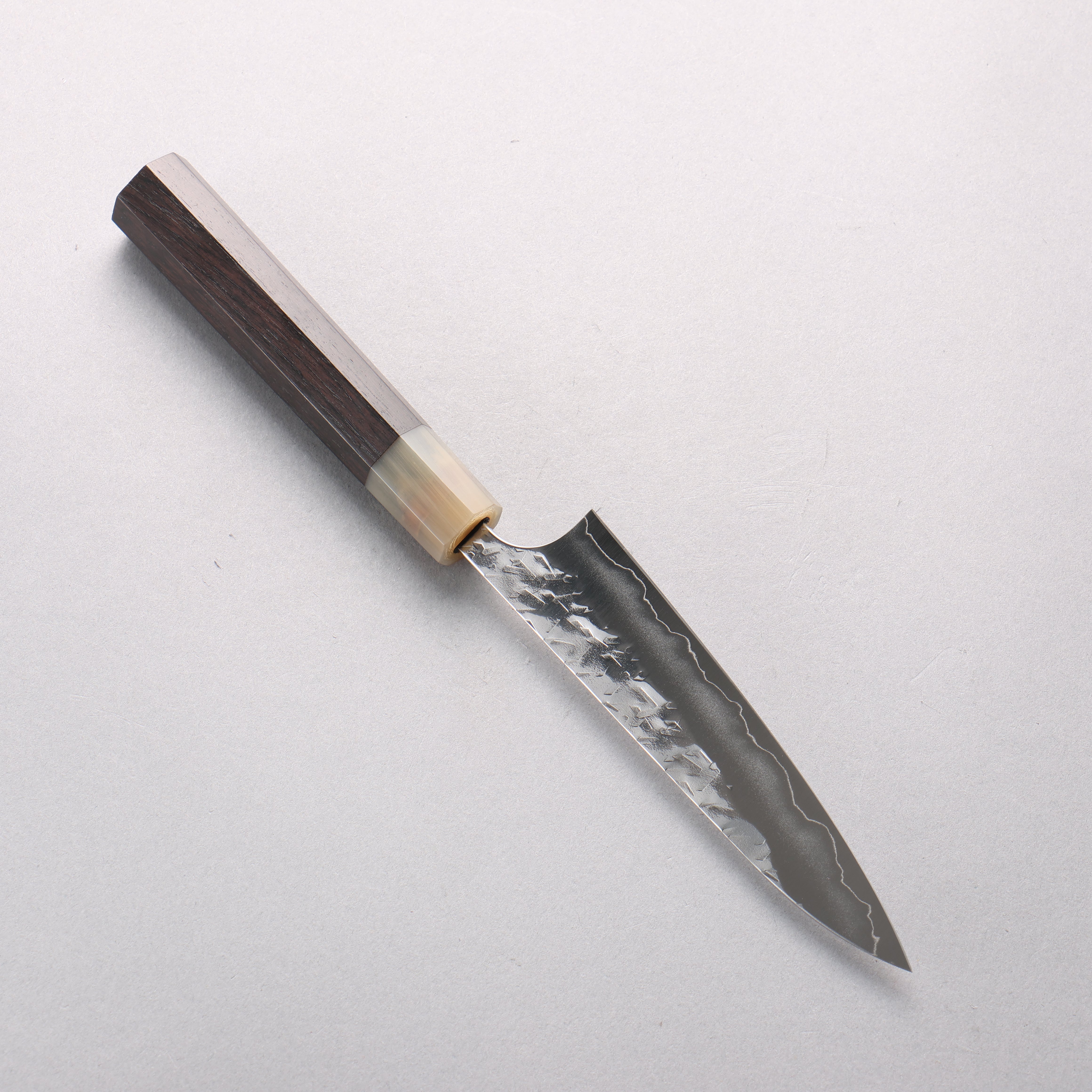 Yoshimi Kato Hyo SG2 Hammered Petty-Utility 120mm Ebony Wood & White Water Buffalo Horn Handle - Seisuke Knife