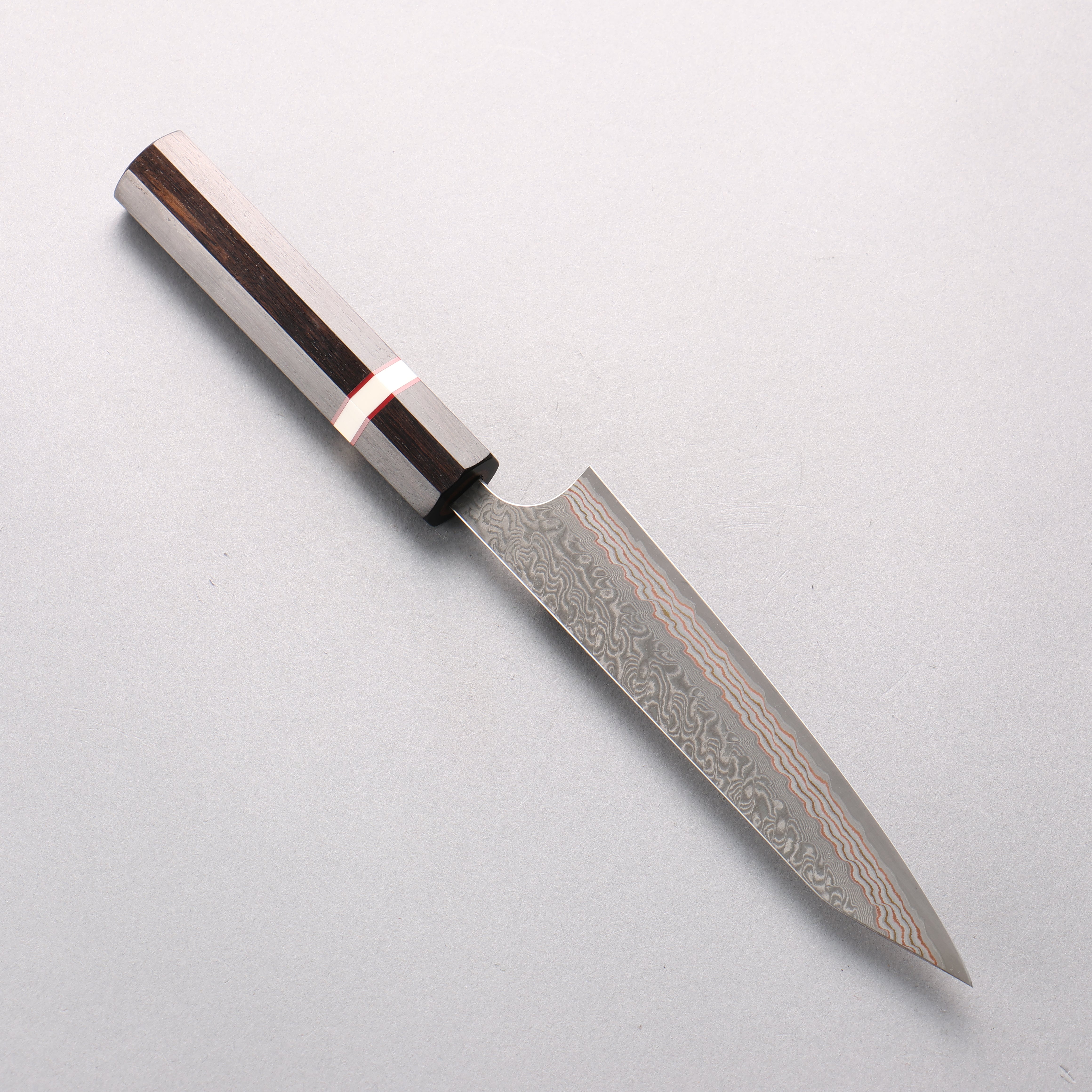 Yoshimi Kato VG10w Colored Damascus Kiritsuke Petty-Utility 150mm Ebony & White Ring Handle - Seisuke Knife