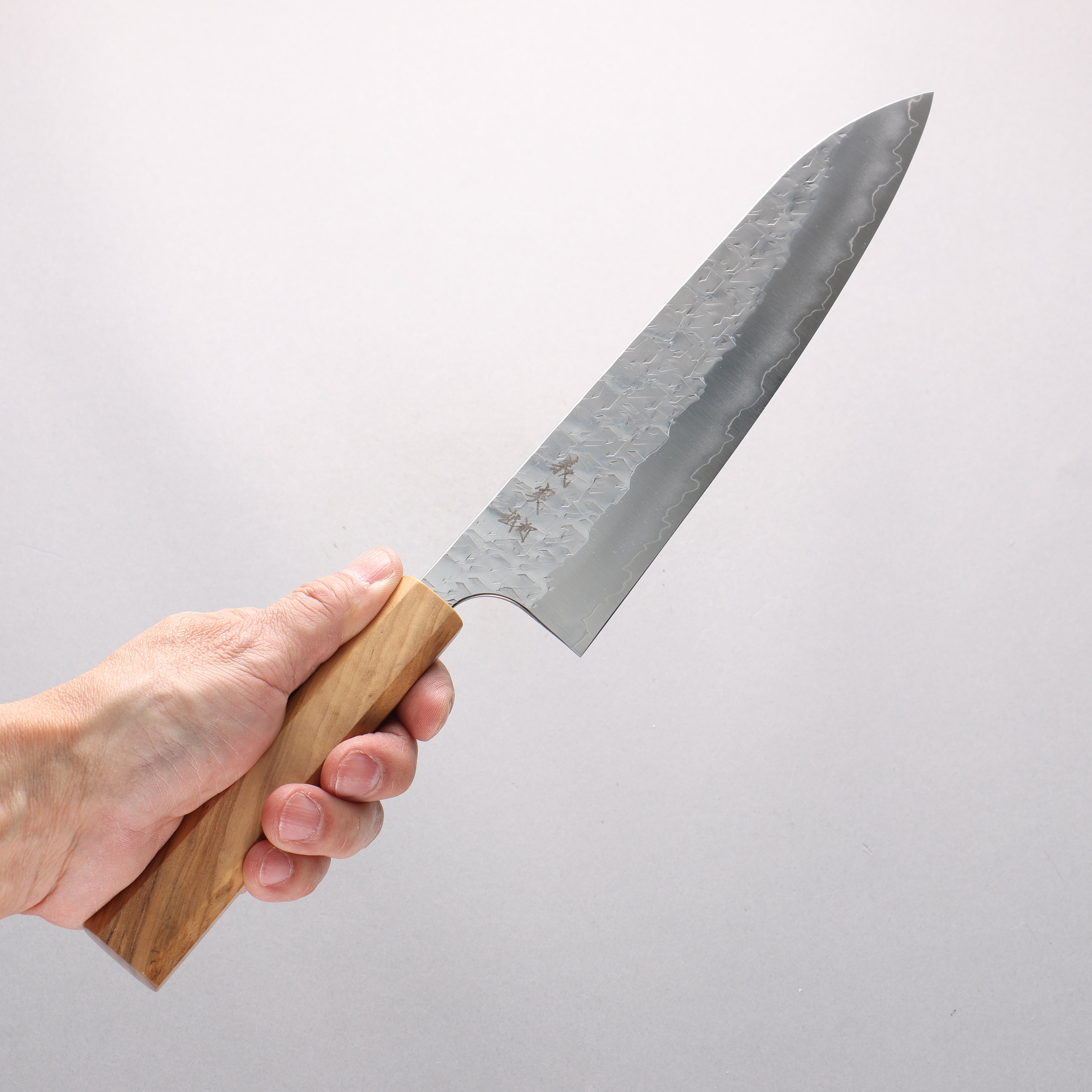 Yoshimi Kato Hyo SG2 Hammered Gyuto 210mm Olive tree Handle - Seisuke Knife
