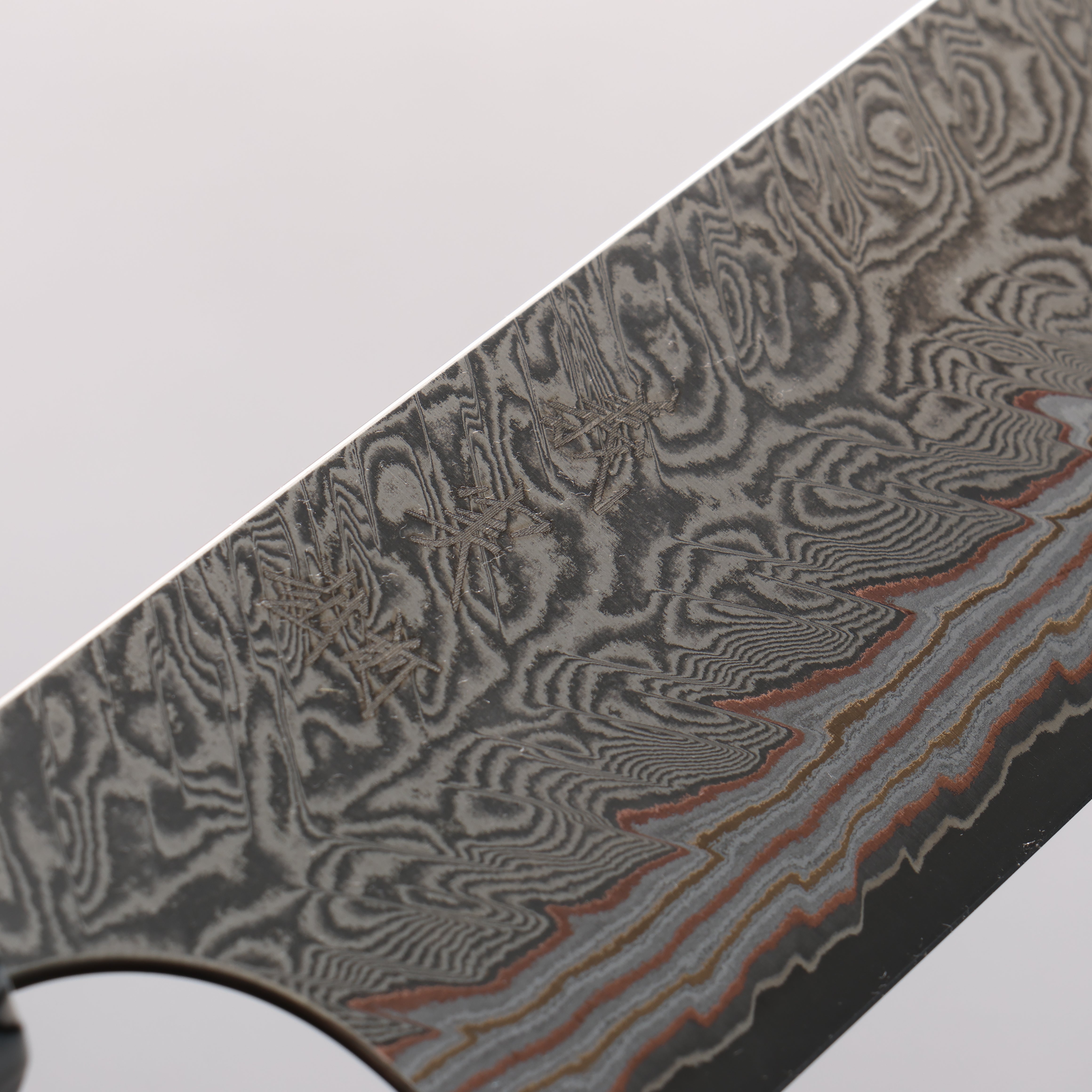 Yoshimi Kato VG10w Colored Damascus Kiritsuke Gyuto 210mm Rosewood & White Turquoise Handle - Seisuke Knife