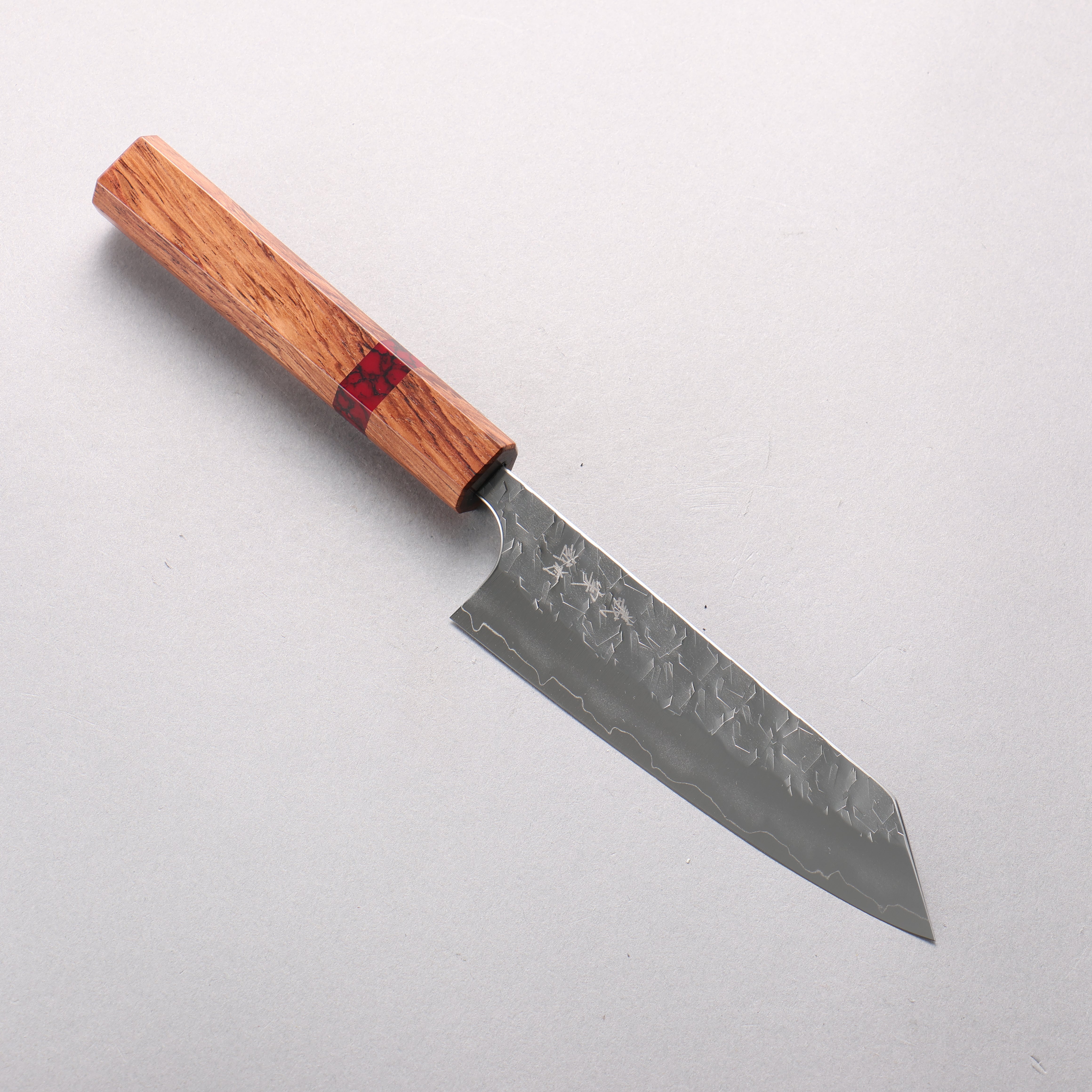 Yoshimi Kato Hyo SG2 Hammered Small Bunka 130mm Shitan & Red Turquoise Handle - Seisuke Knife
