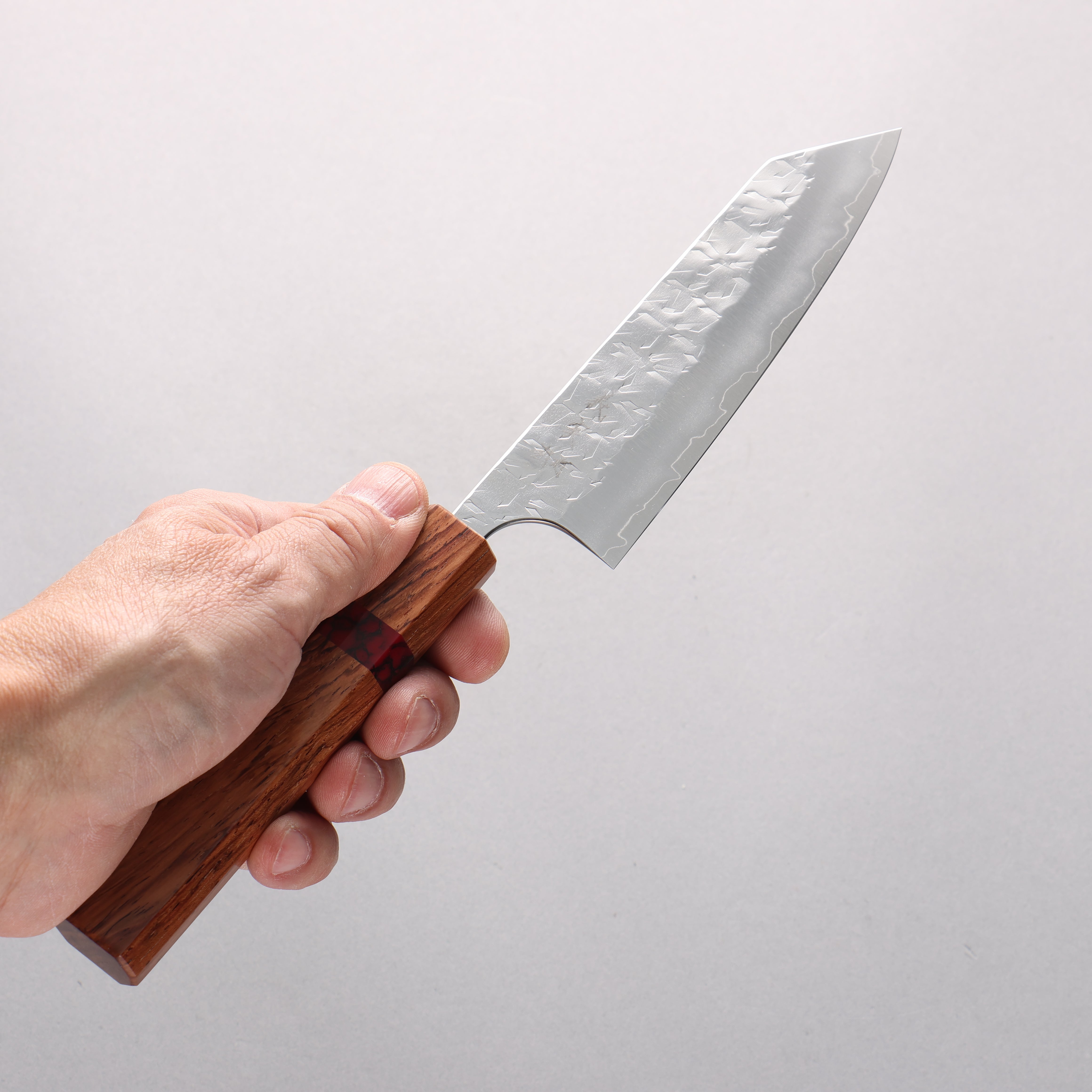 Yoshimi Kato Hyo SG2 Hammered Small Bunka 130mm Shitan & Red Turquoise Handle - Seisuke Knife