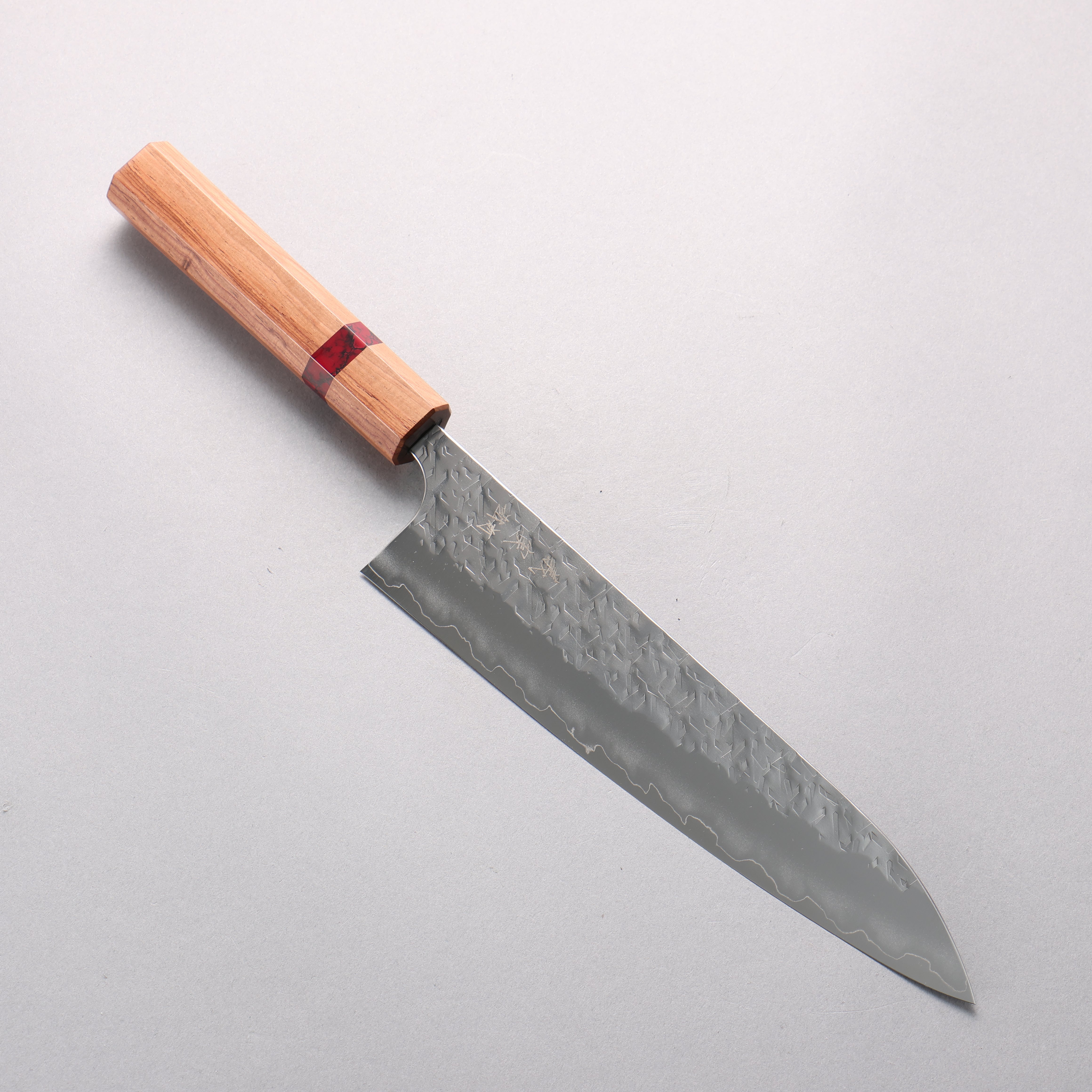Yoshimi Kato Hyo SG2 Hammered Gyuto 210mm Rosewood (Red Turquoise Ring) Handle - Seisuke Knife