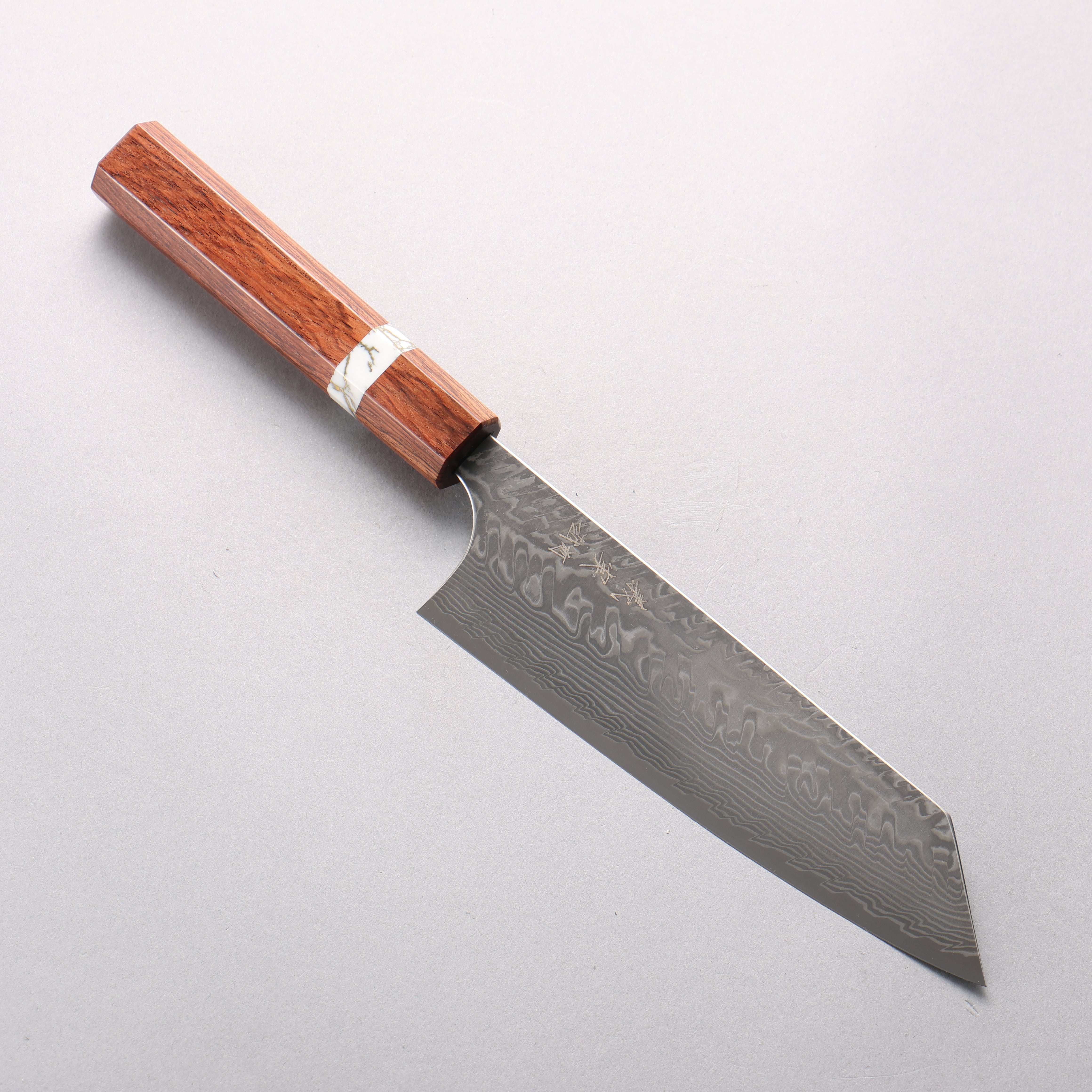 Yoshimi Kato SG2 Black Damascus Bunka 170mm Rosewood (White Turquoise Ring) Handle - Seisuke Knife