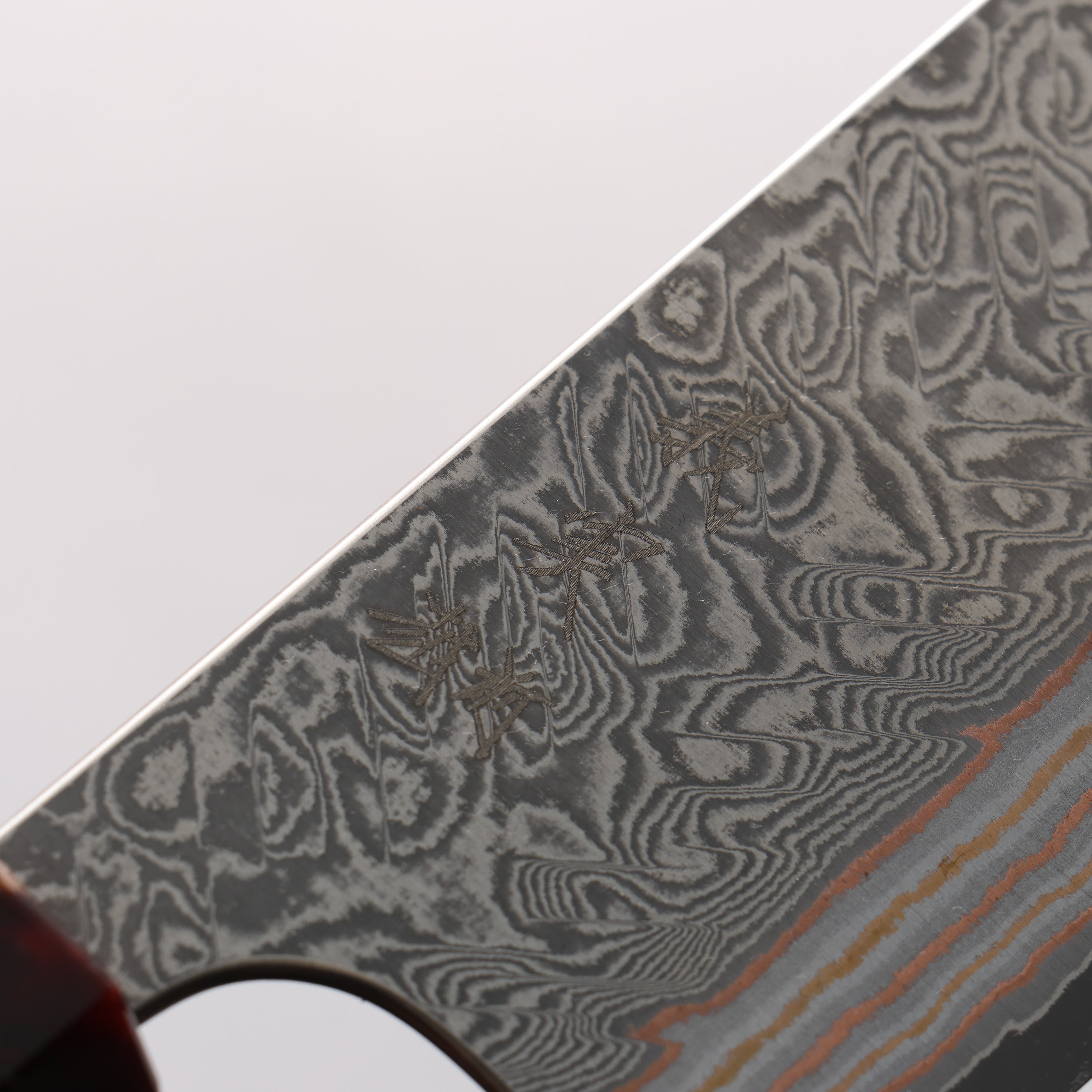 Yoshimi Kato VG10w Colored Damascus Nakiri 165mm Olive Wood & Red Resin Handle - Seisuke Knife