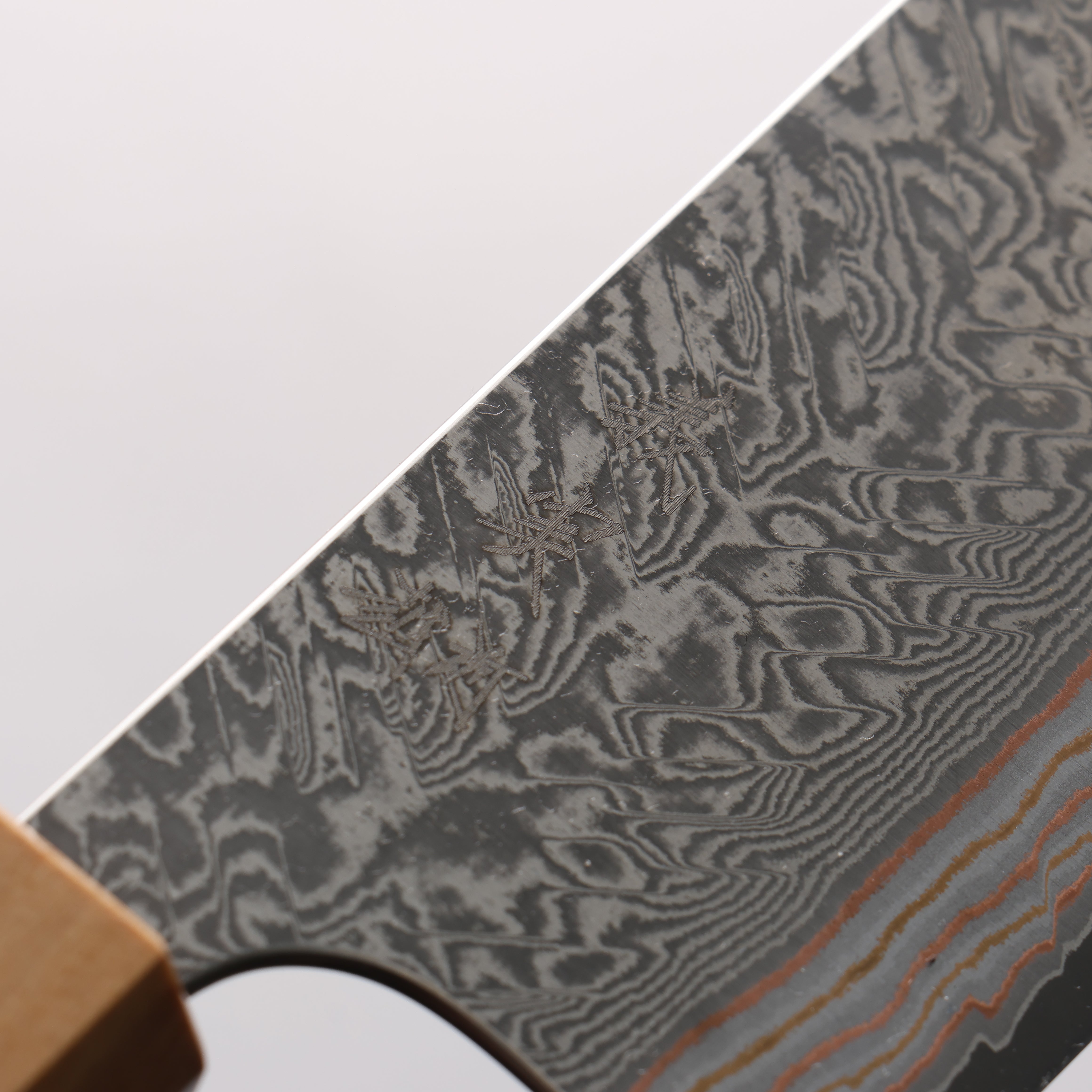 Yoshimi Kato VG10w Colored Damascus Nakiri 165mm Olive Wood & Black/White Marble Resin Handle - Seisuke Knife