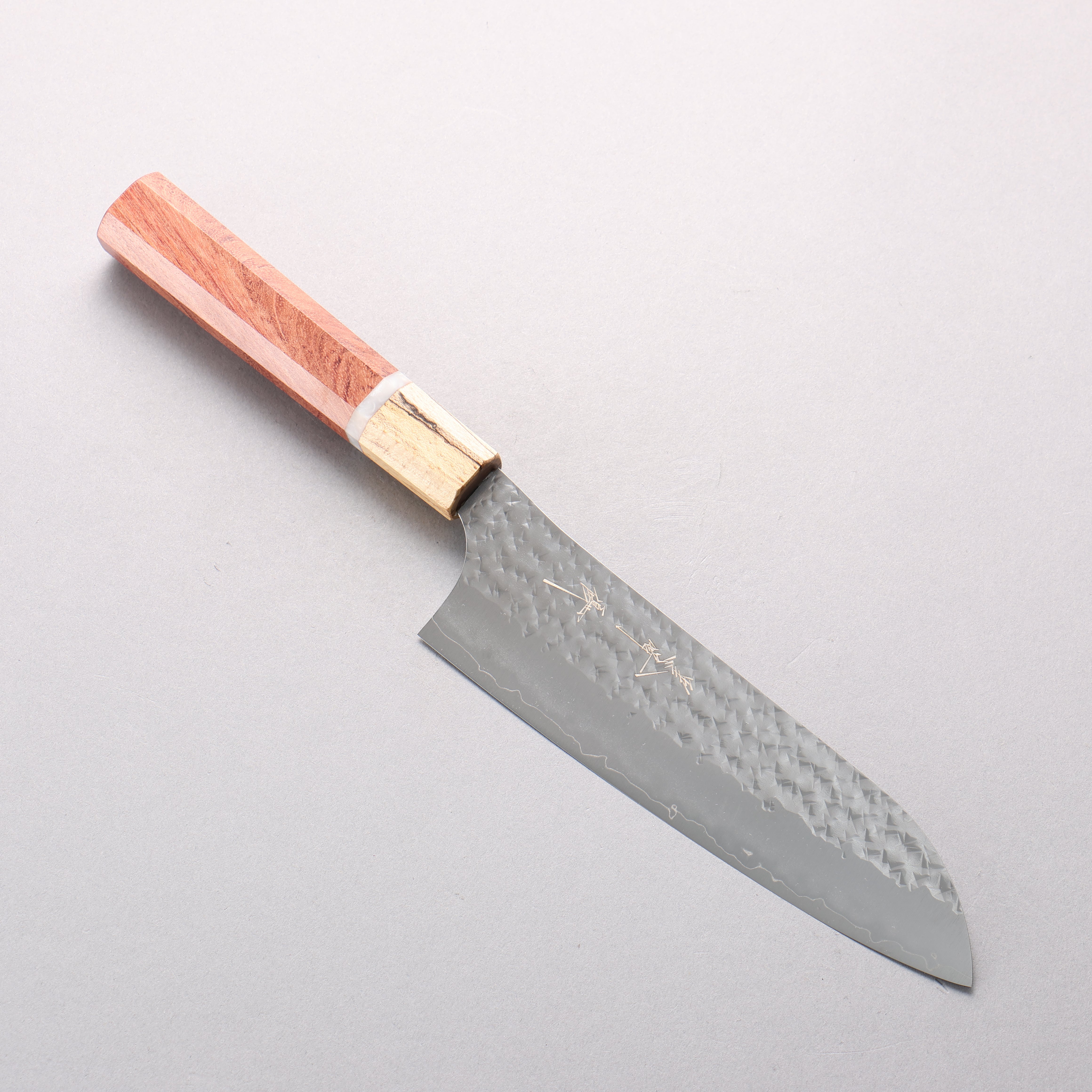 Yu Kurosaki Senko Ryu SG2 Hammered Santoku 170mm Brazilwood with white ring (ferrule: Chinese Quince) Handle - Seisuke Knife