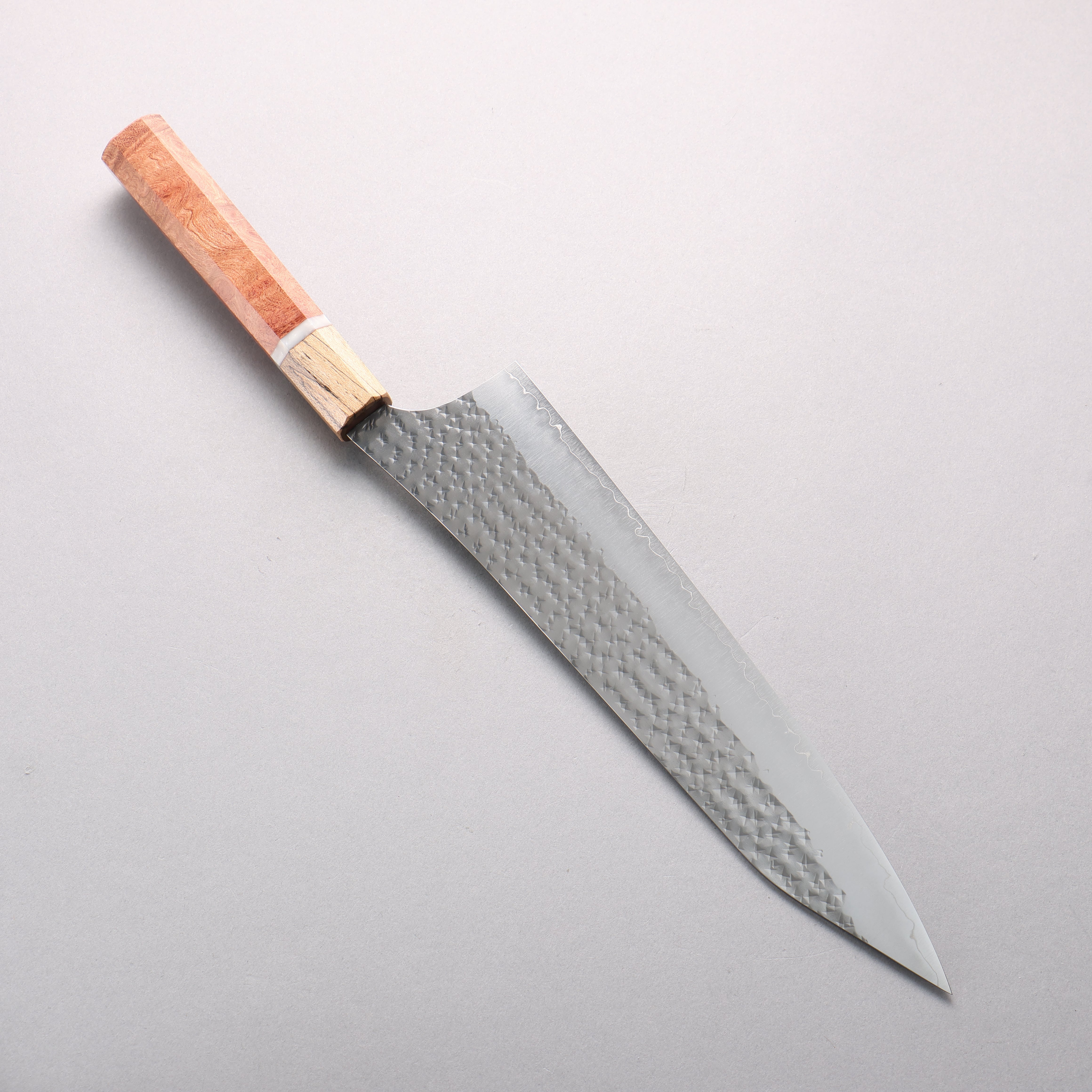 Yu Kurosaki Senko Ei SG2 Hammered Gyuto 240mm Brazilwood with white ring (ferrule: Chinese Quince) Handle - Seisuke Knife