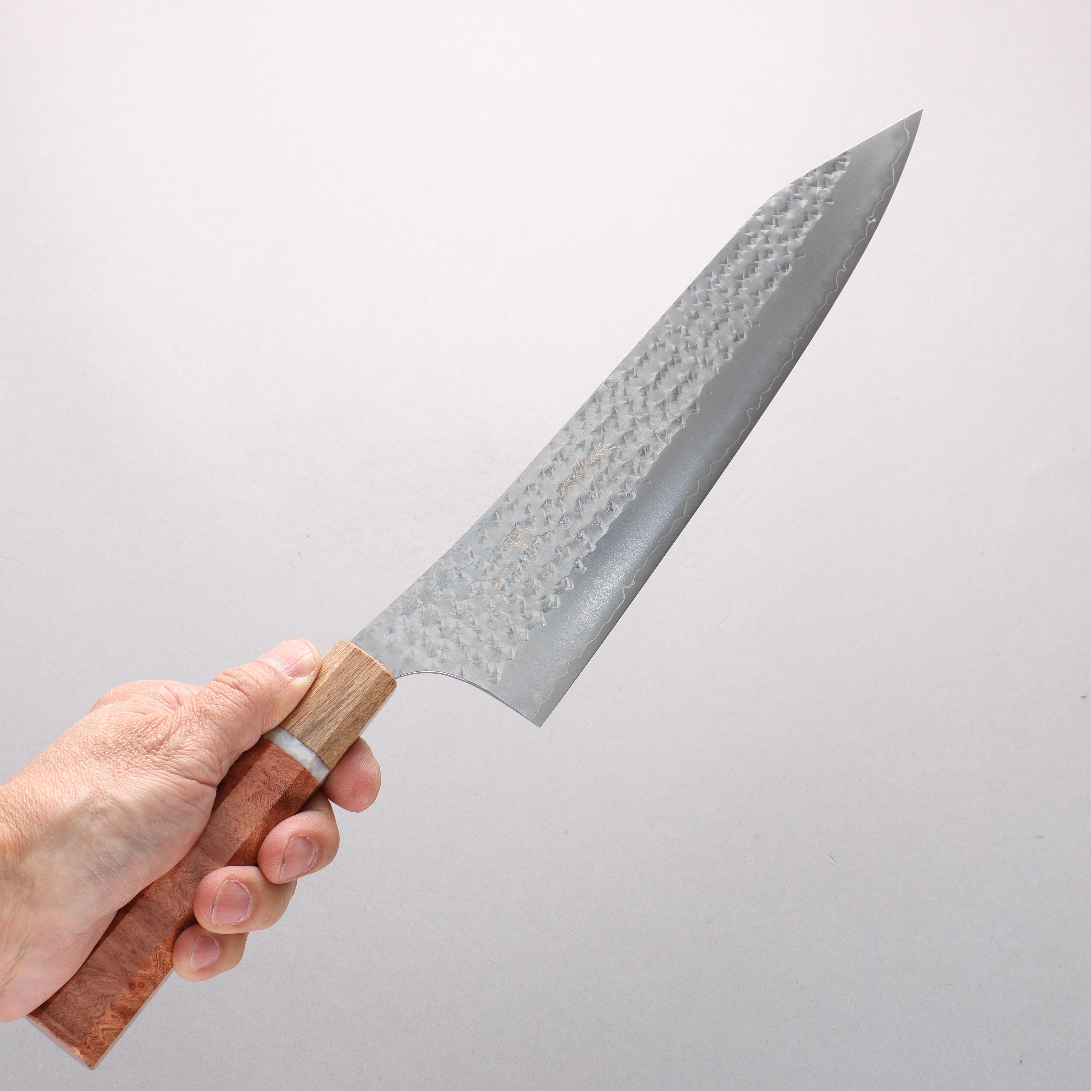 Yu Kurosaki Senko Ei SG2 Hammered Gyuto 240mm Brazilwood with white ring (ferrule: Chinese Quince) Handle - Seisuke Knife