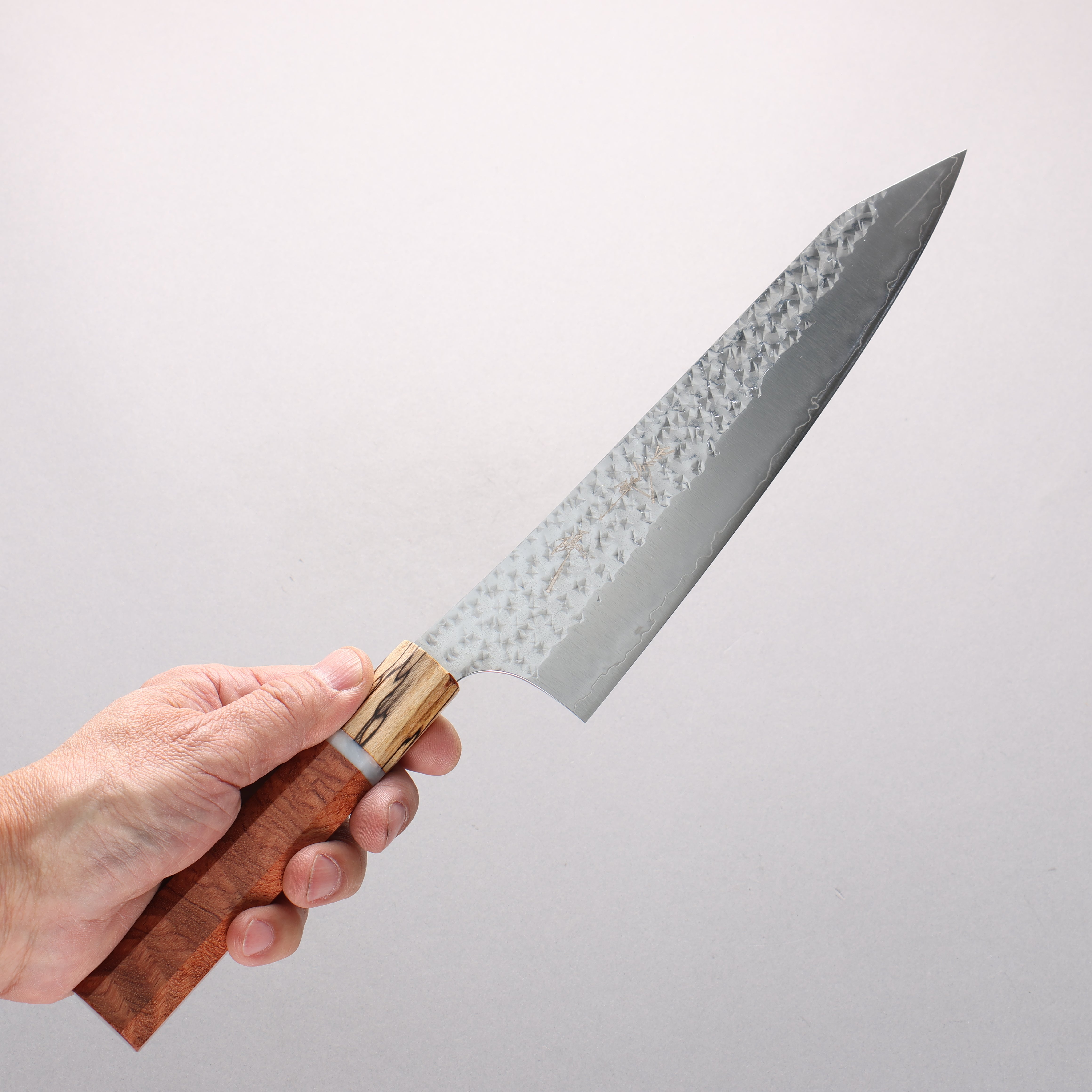 Yu Kurosaki Senko Ei SG2 Hammered Gyuto 210mm Brazilwood with white ring (ferrule: Chinese Quince) Handle - Seisuke Knife