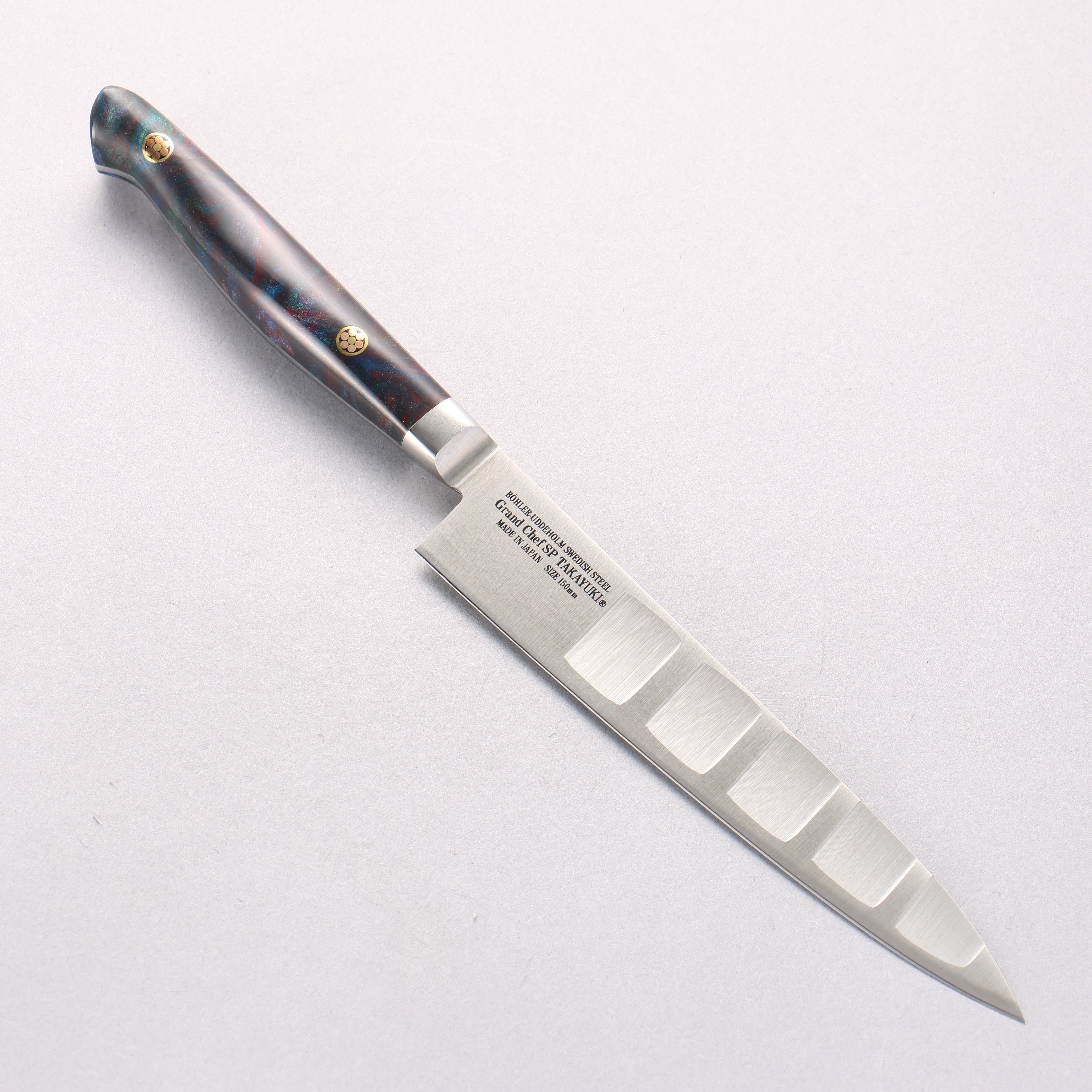 Sakai Takayuki Grand Chef SP Uddeholm Swedish stain-resistant steel Petty-Utility Salmon 150mm SP Type III (Galaxy) Handle - Seisuke Knife