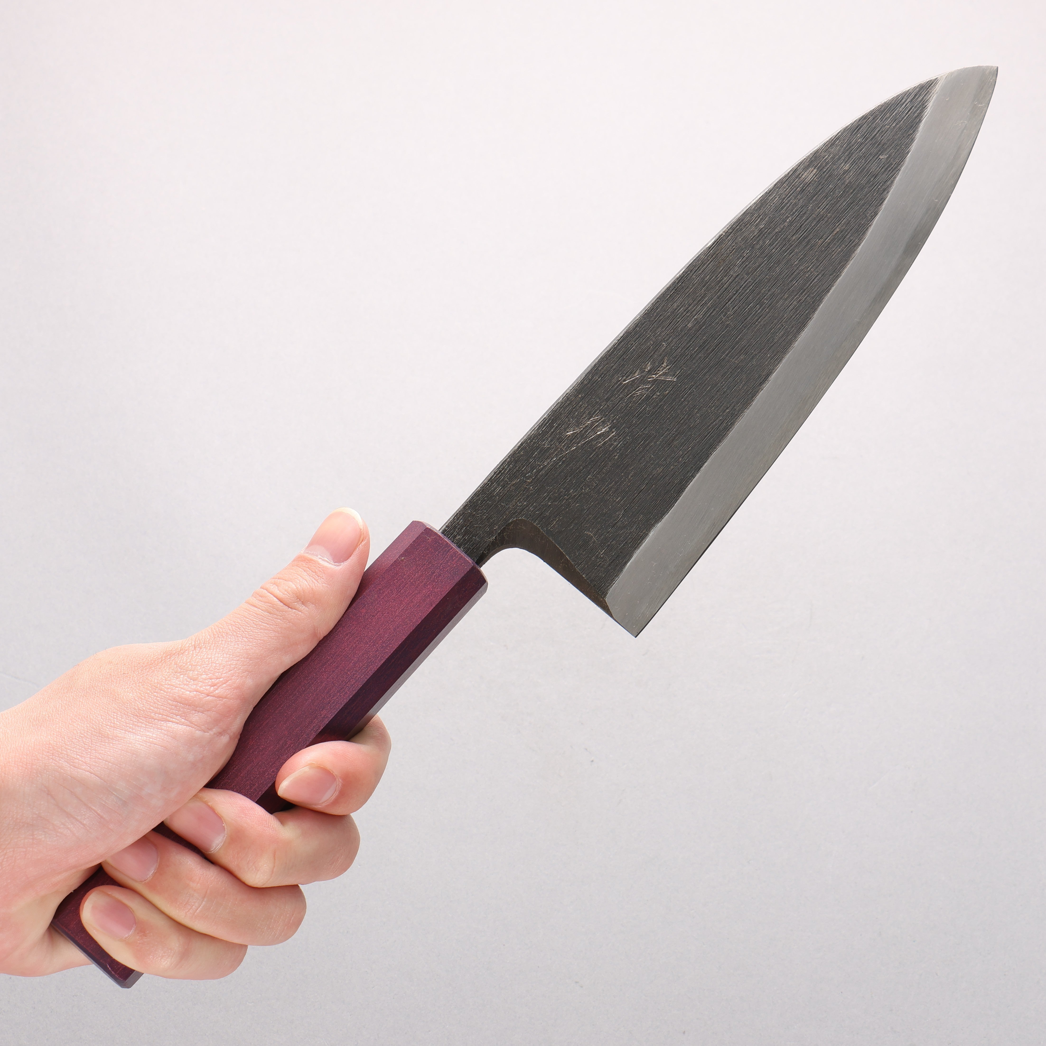 Seisuke White Steel No.2 Kurouchi Deba 180mm Purple Lacquered Handle - Seisuke Knife